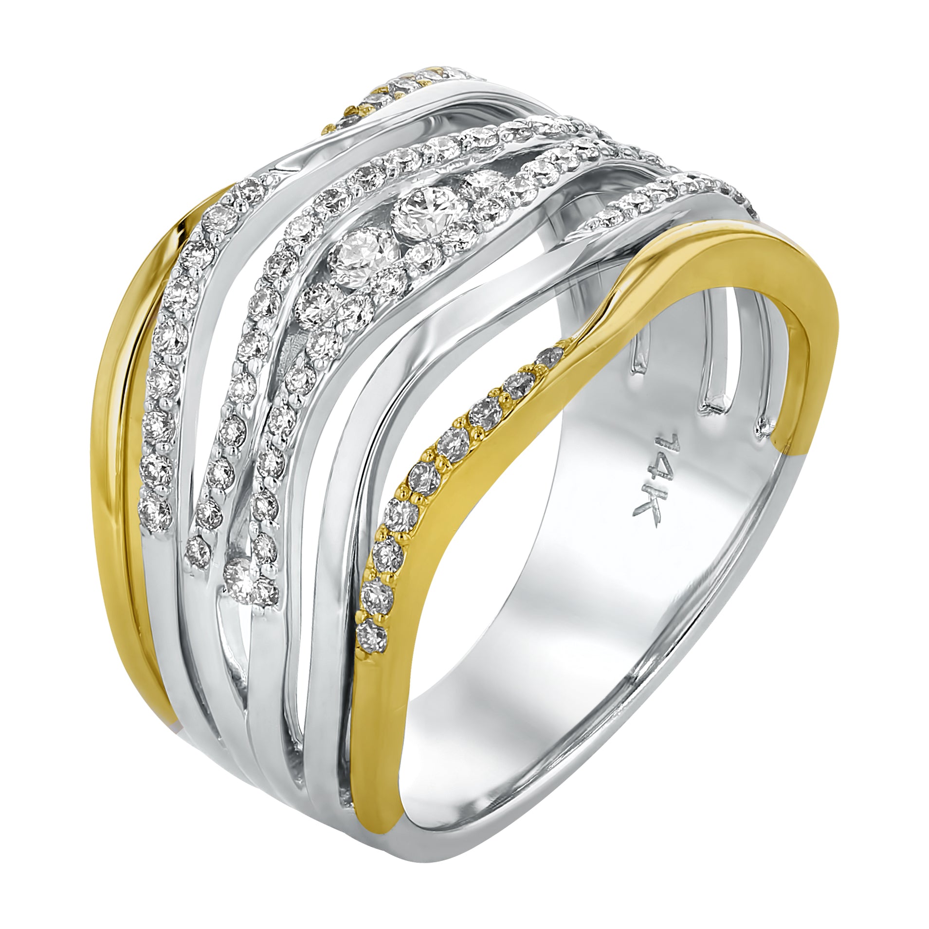 14K Two Tone Gold 0.50 carat Diamonds Medium Fashion Ring