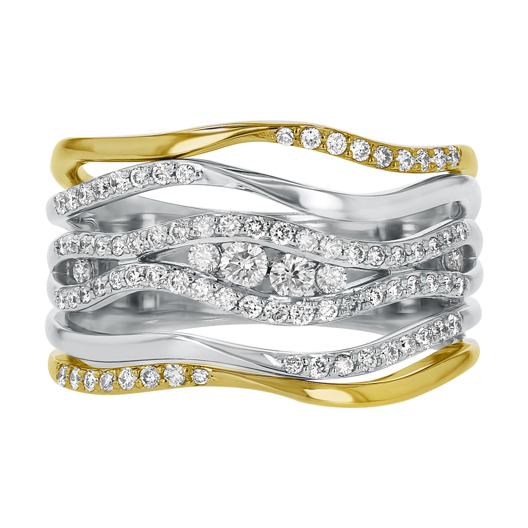 14K Two Tone Gold 0.50 carat Diamonds Medium Fashion Ring