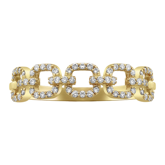 14K Yellow Gold 0.33 carat Diamonds Semi Eternity Cushion Links Band Ring