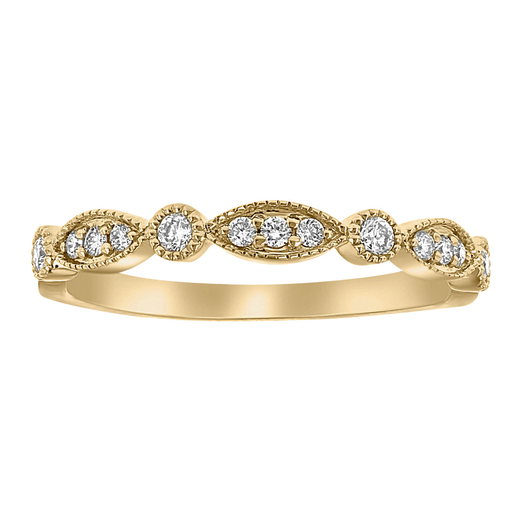 14K Yellow Gold 0.19 carat Diamonds Art Deco Band Ring
