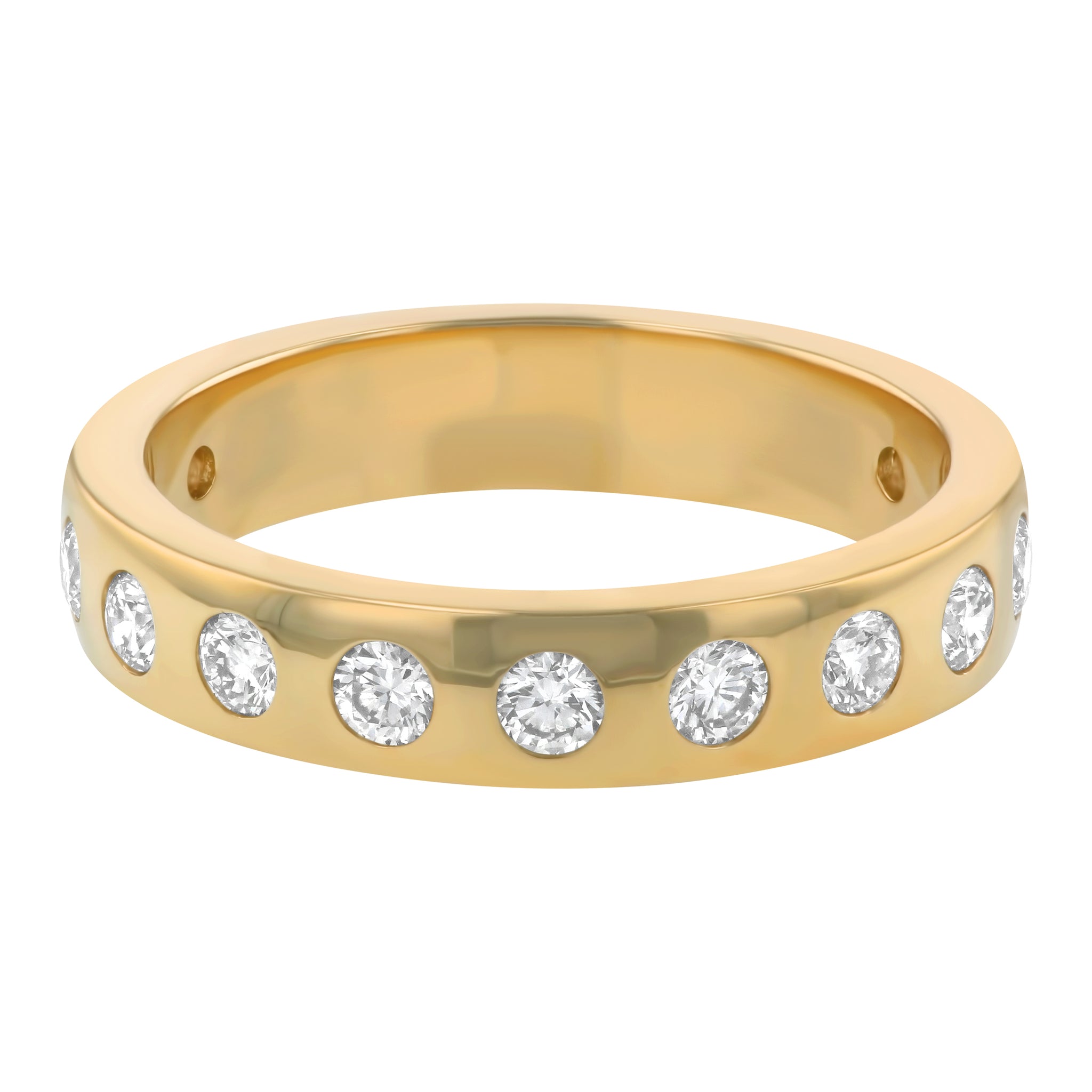 14K Yellow Gold 0.70 carat White Diamonds Band Ring with Polished Finish