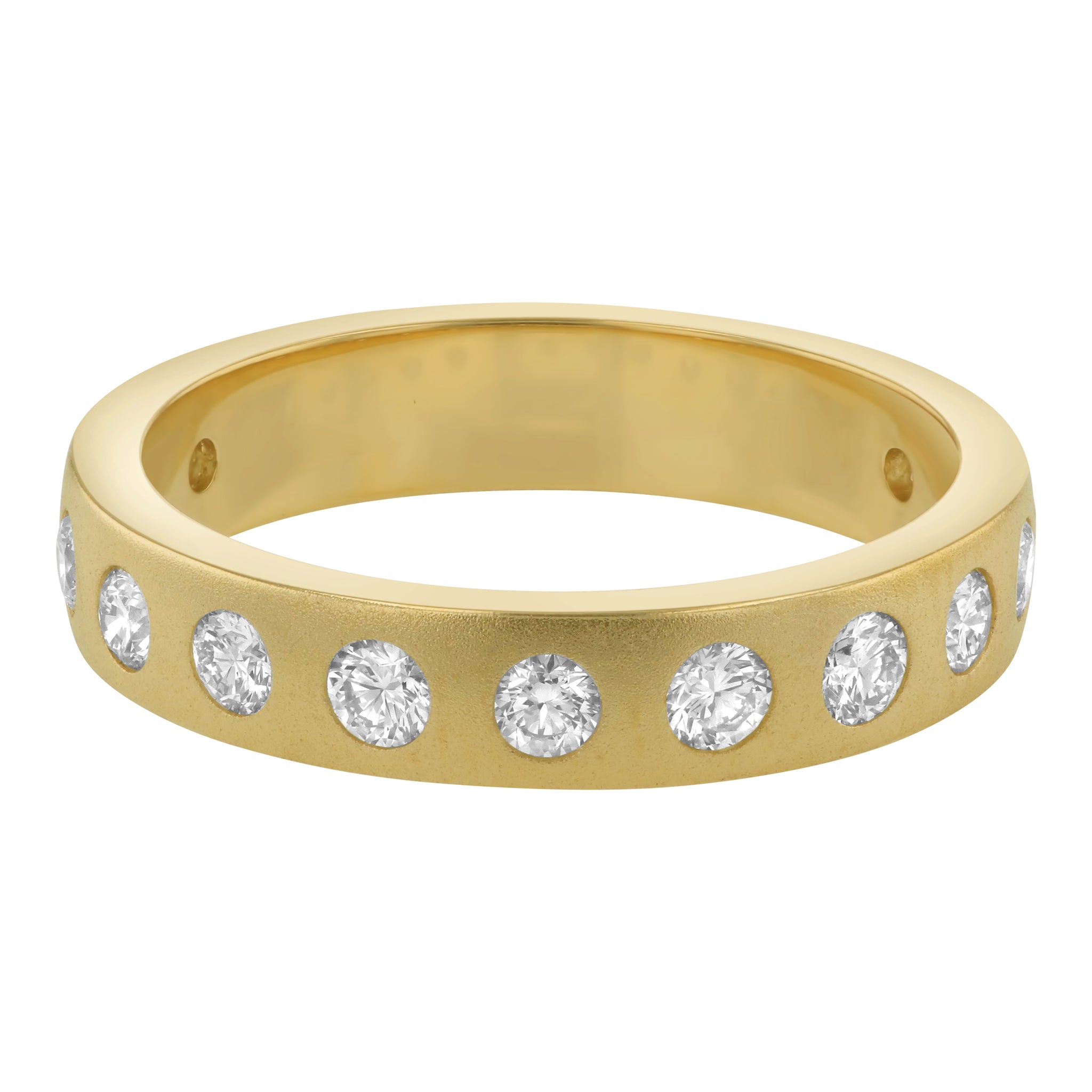 14K Yellow Gold 0.70 carat White Diamonds Band Ring with Satin Finish