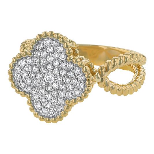 14K Yellow Gold 0.45 carat Diamonds Clover Ring
