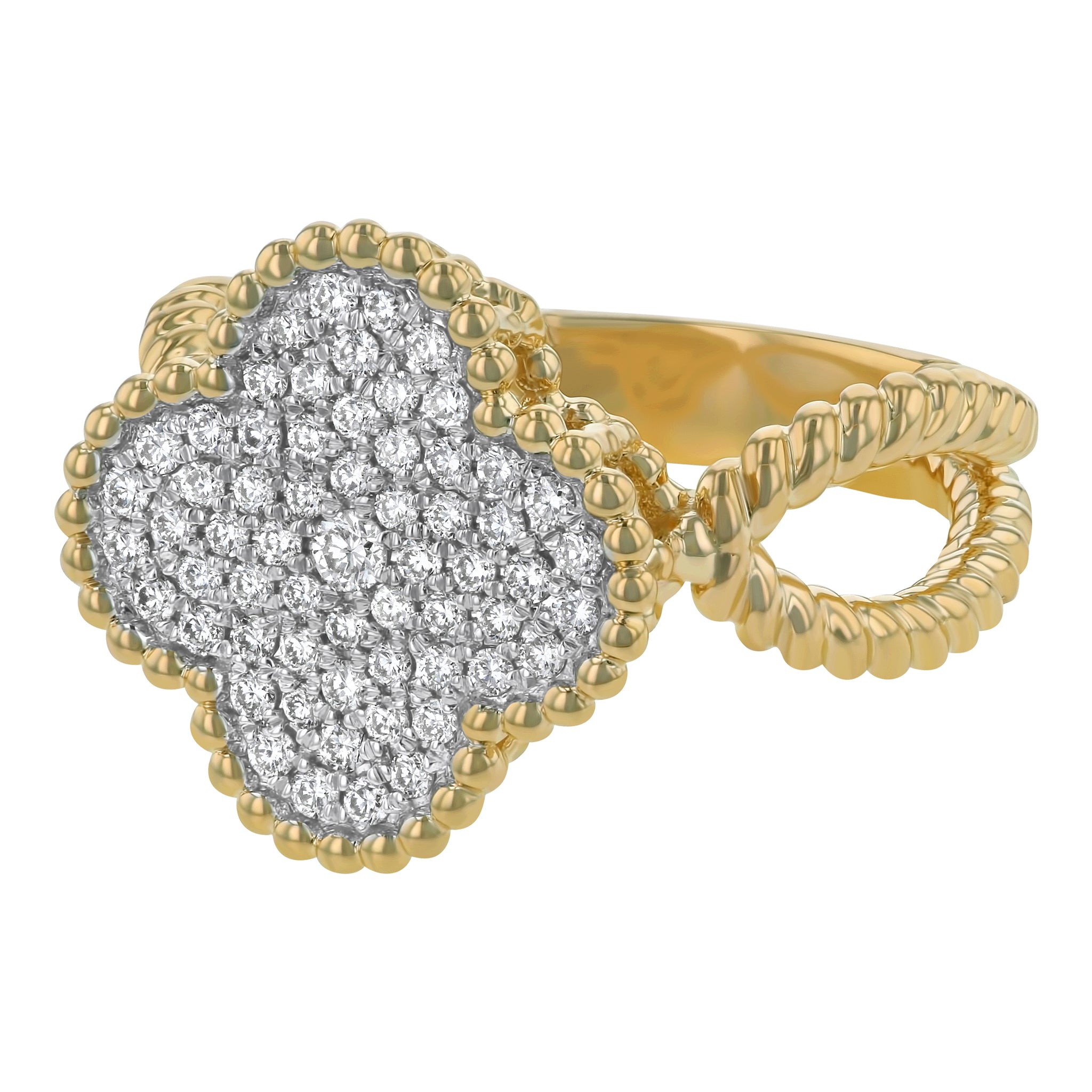 14K Yellow Gold 0.45 carat Diamonds Clover Ring