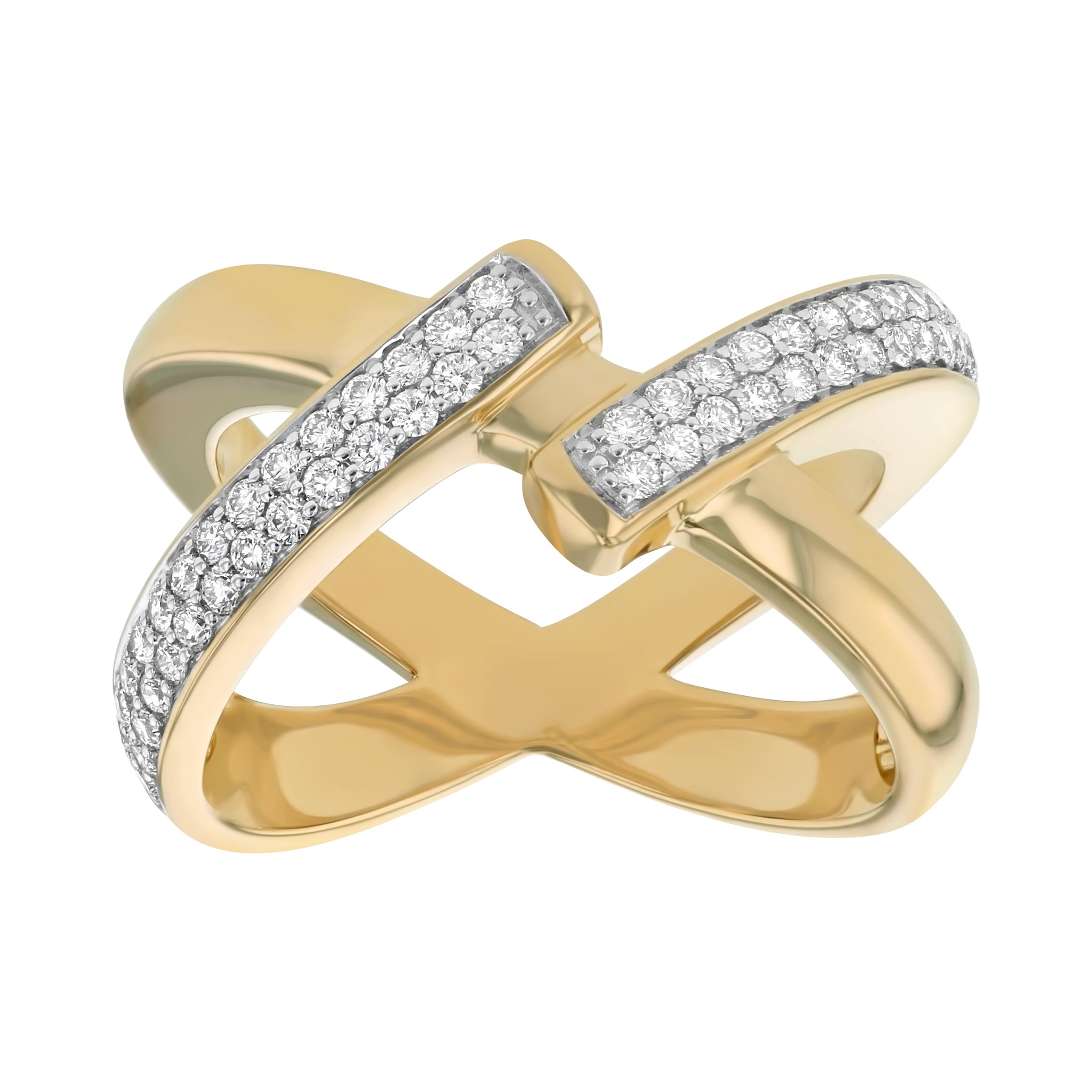 14K Yellow Gold 0.50 carat Diamonds Crossover Ring