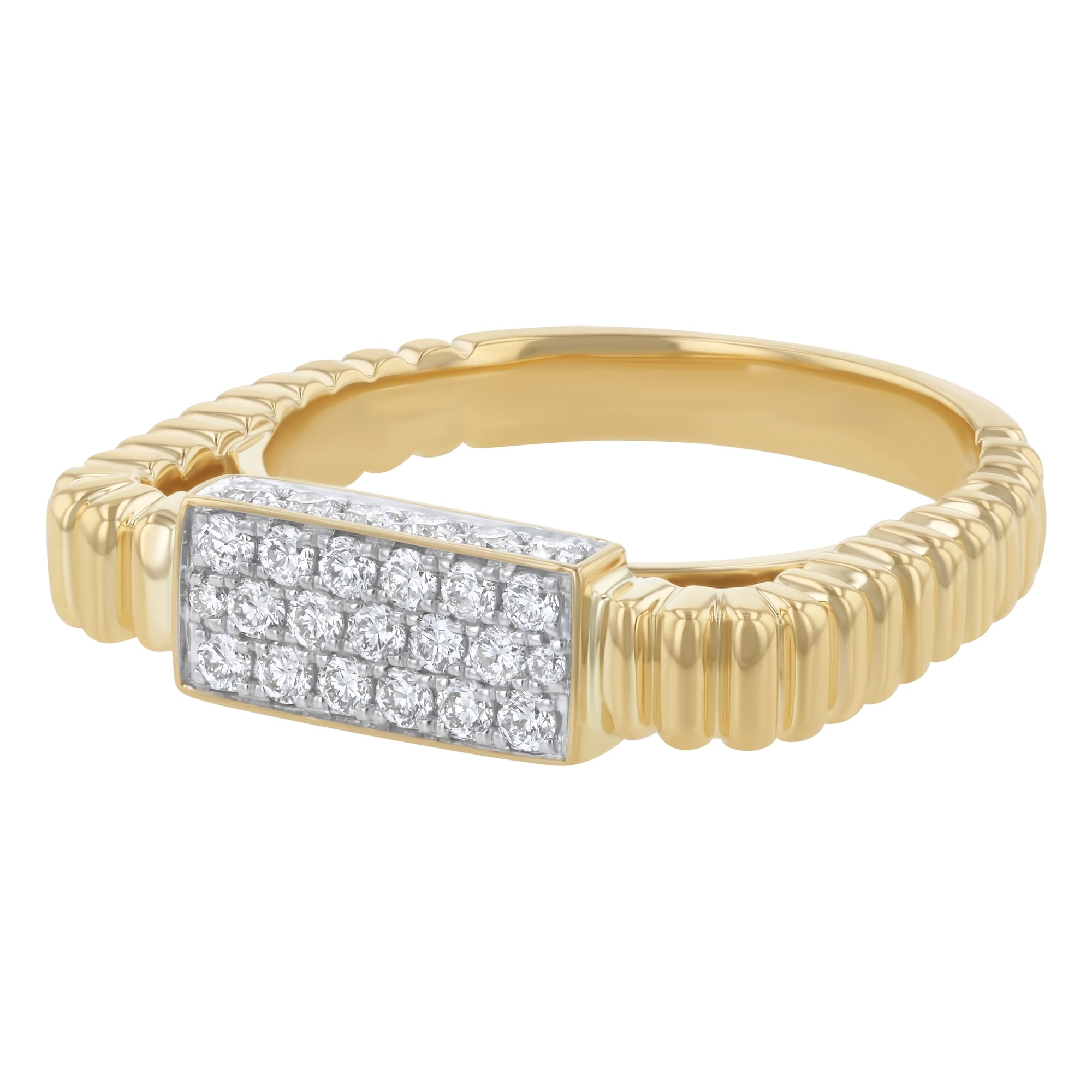 14K Yellow Gold 0.43 carat Round Diamonds Corrugated Ring