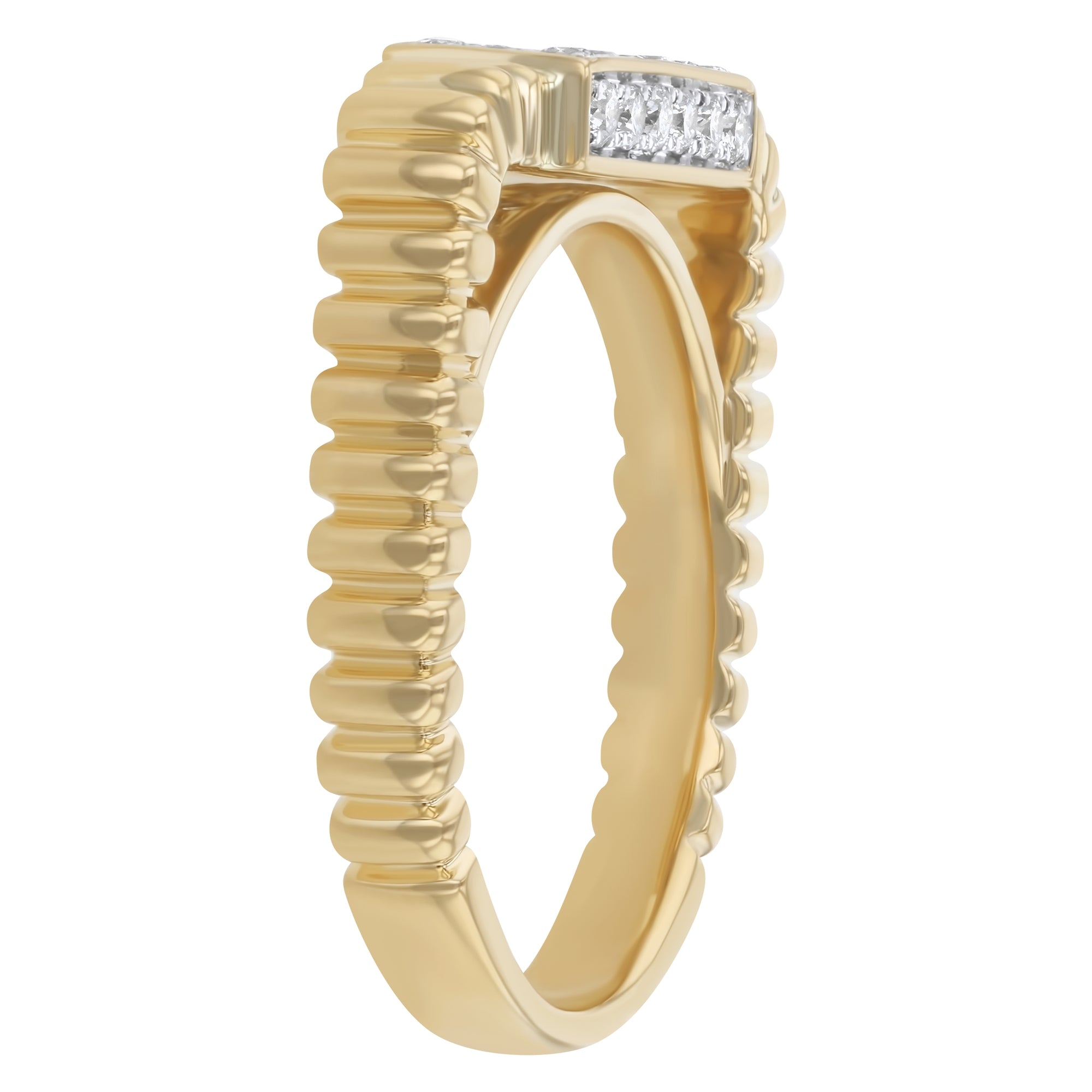 14K Yellow Gold 0.43 carat Round Diamonds Corrugated Ring