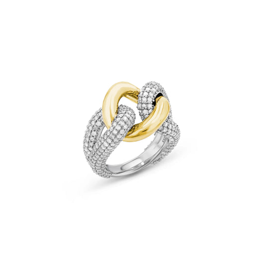 Mixed Metal Diamond Love Knot Ring