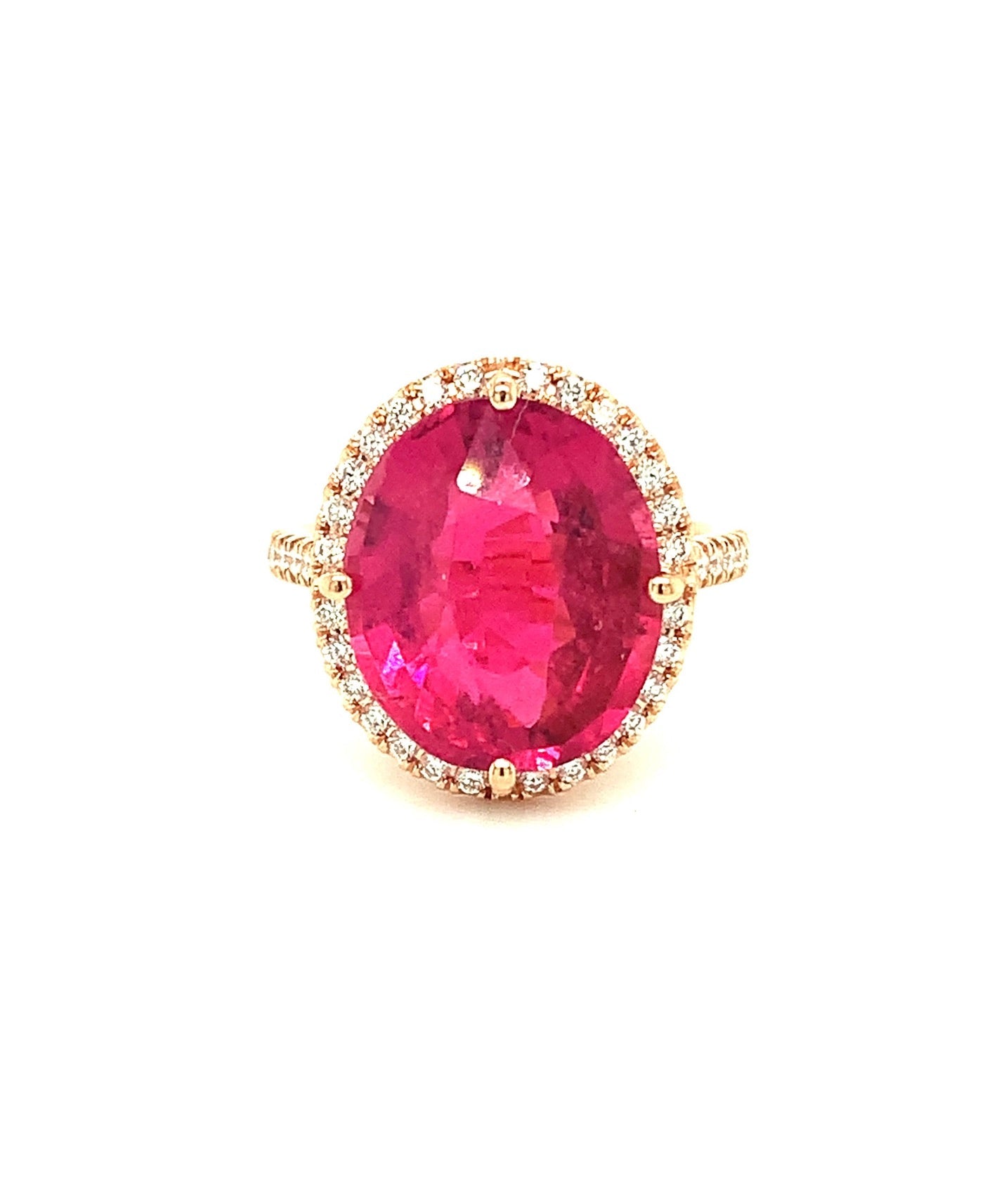 Rubellite Oval Shaped Ring with Diamonds 68-JSA