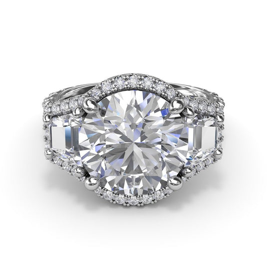 Complete Halo Three Stone Engagement Ring S4281 - TBird