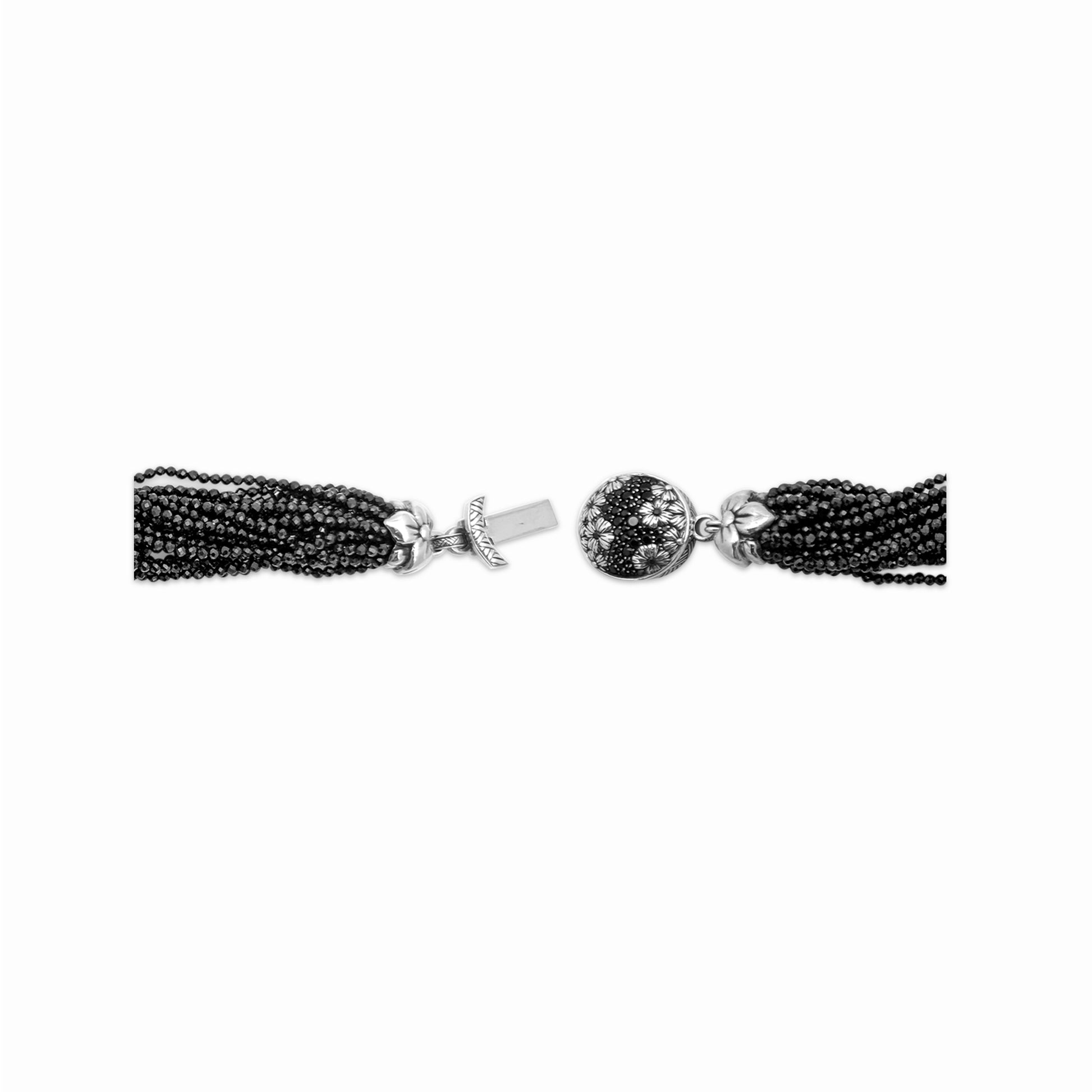 garden-of-stephen-black-spinel-multi-strand-bracelet-with-sterling-silver-and-black-spinel-flower-clasp