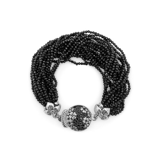 garden-of-stephen-black-spinel-multi-strand-bracelet-with-sterling-silver-and-black-spinel-flower-clasp