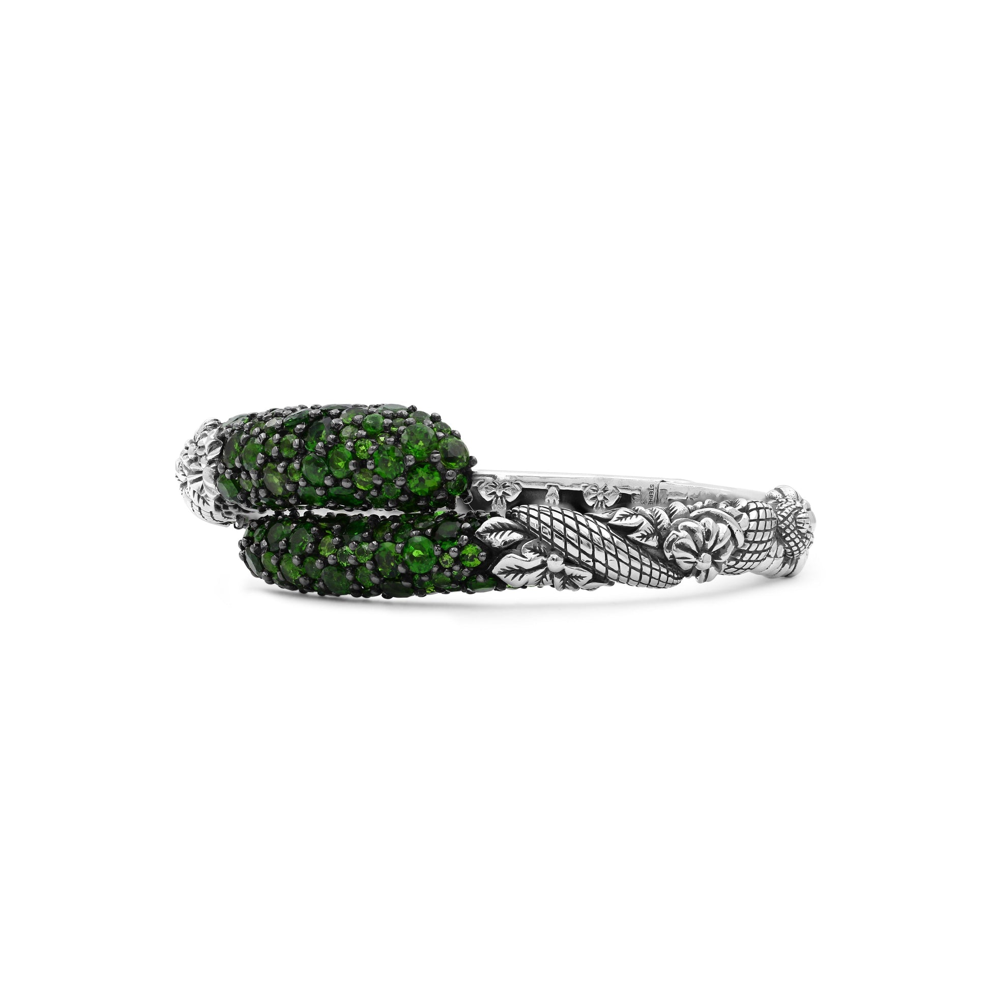 garden-of-stephen-faceted-chrome-diopside-open-and-close-bangle-in-sterling-silver