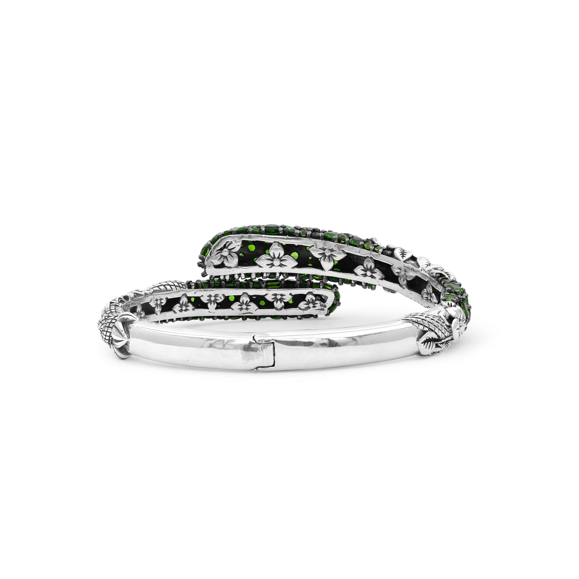 garden-of-stephen-faceted-chrome-diopside-open-and-close-bangle-in-sterling-silver