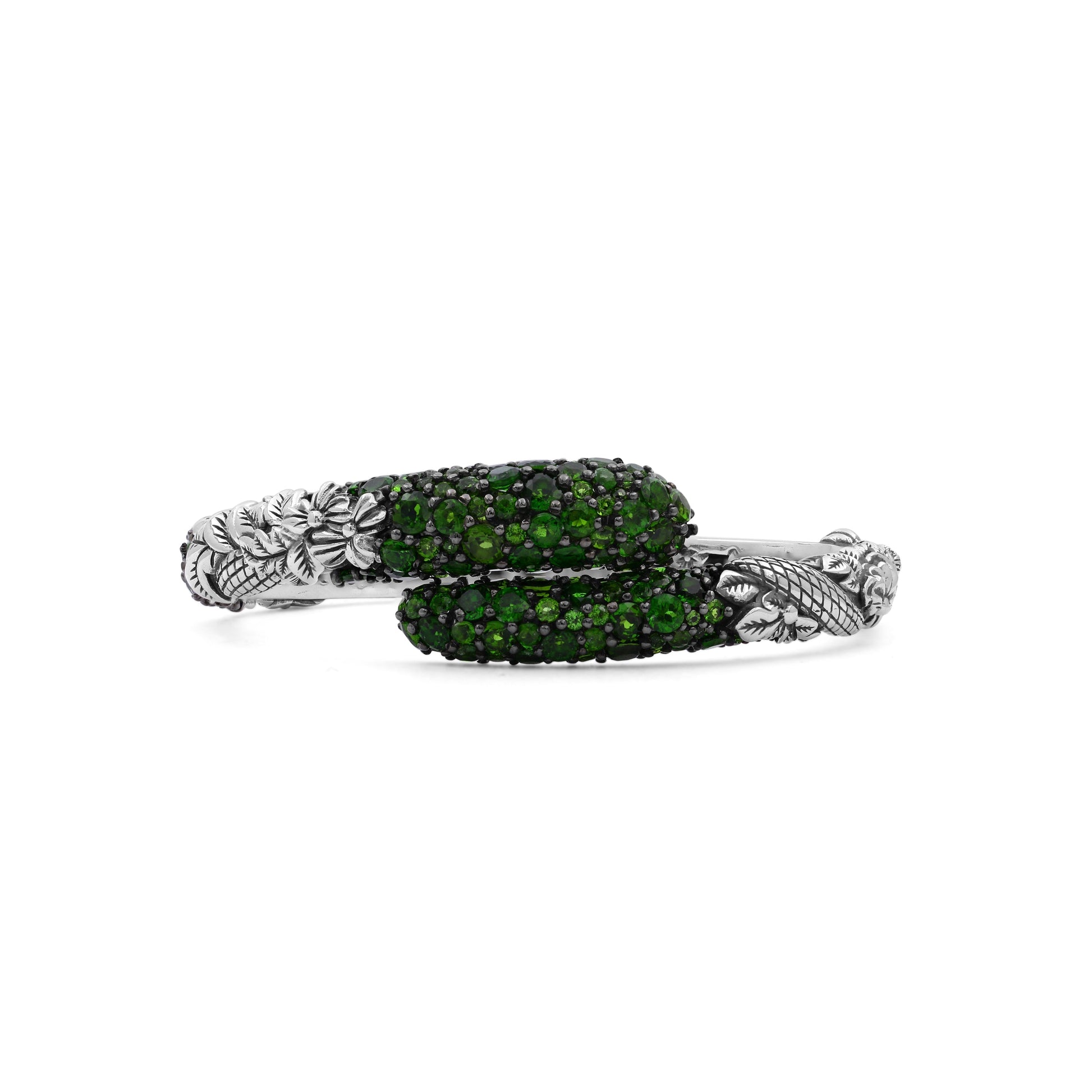 garden-of-stephen-faceted-chrome-diopside-open-and-close-bangle-in-sterling-silver