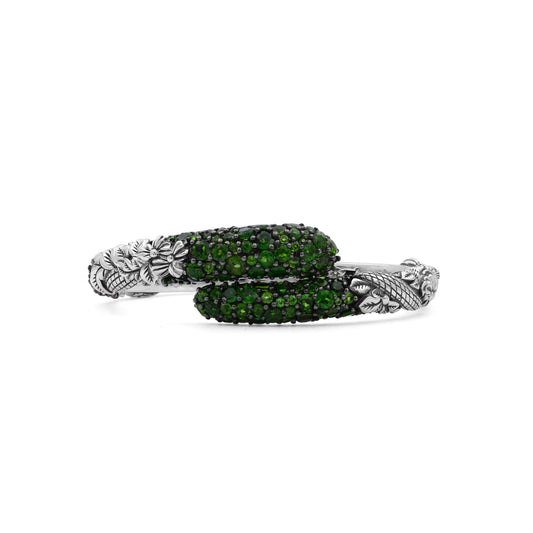 garden-of-stephen-faceted-chrome-diopside-open-and-close-bangle-in-sterling-silver