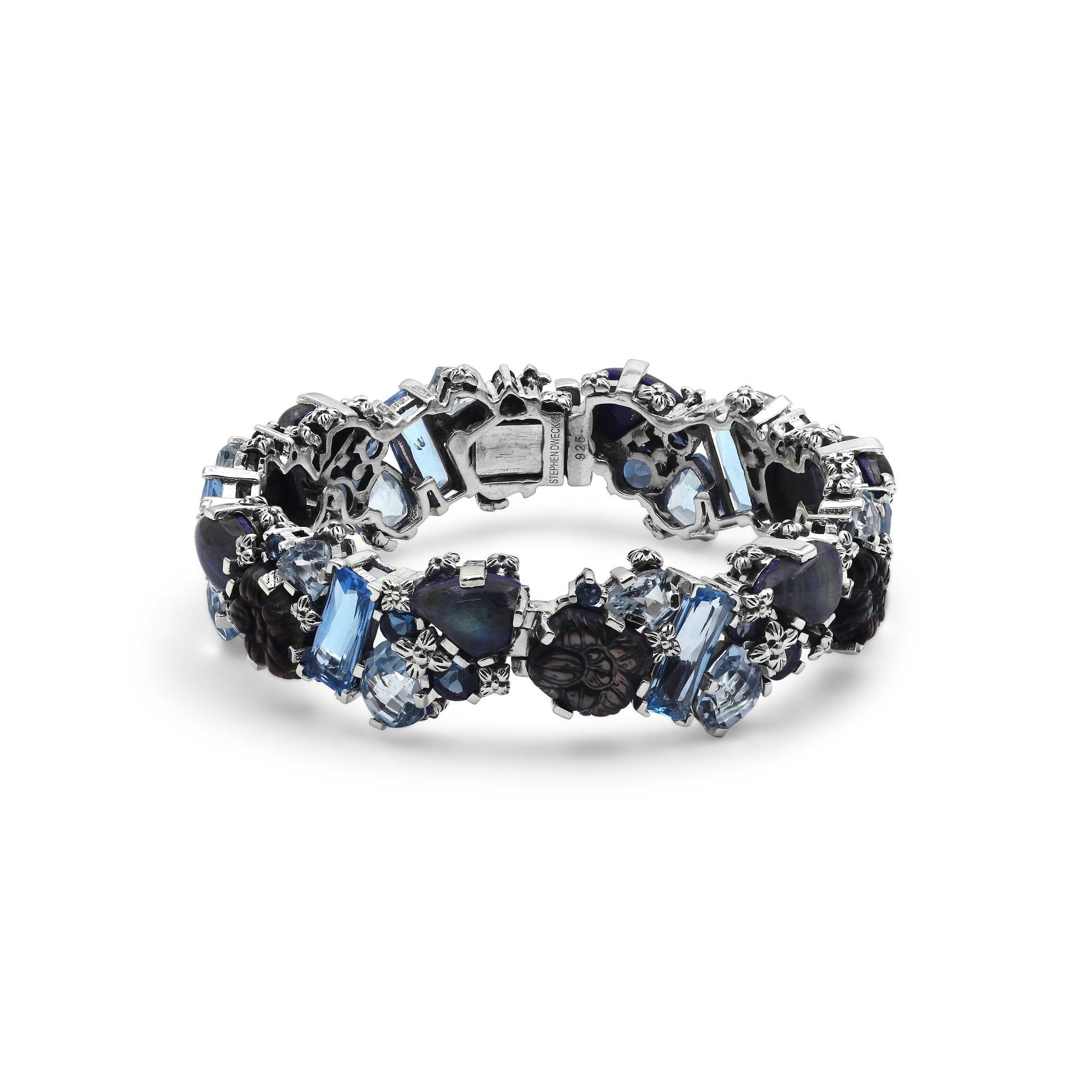 garden-of-stephen-carved-tahitian-mother-of-pearl-london-blue-topaz-swiss-blue-topaz-and-labradorite-open-and-close-bangle-in-sterling-silver