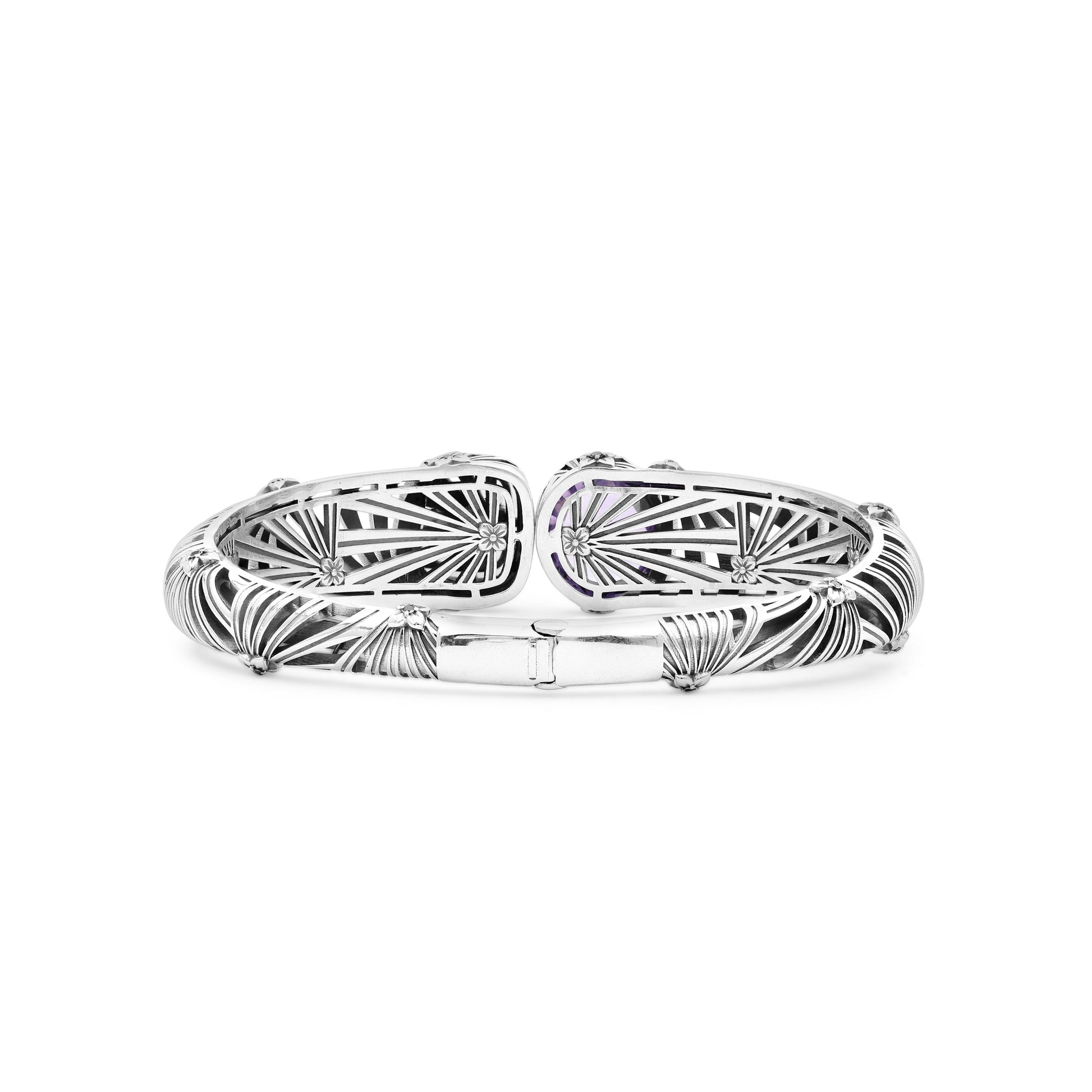 carventurous-faceted-amethyst-hand-carved-natural-quartz-mother-of-pearl-and-amethyst-open-and-close-bangle-in-sterling-silver