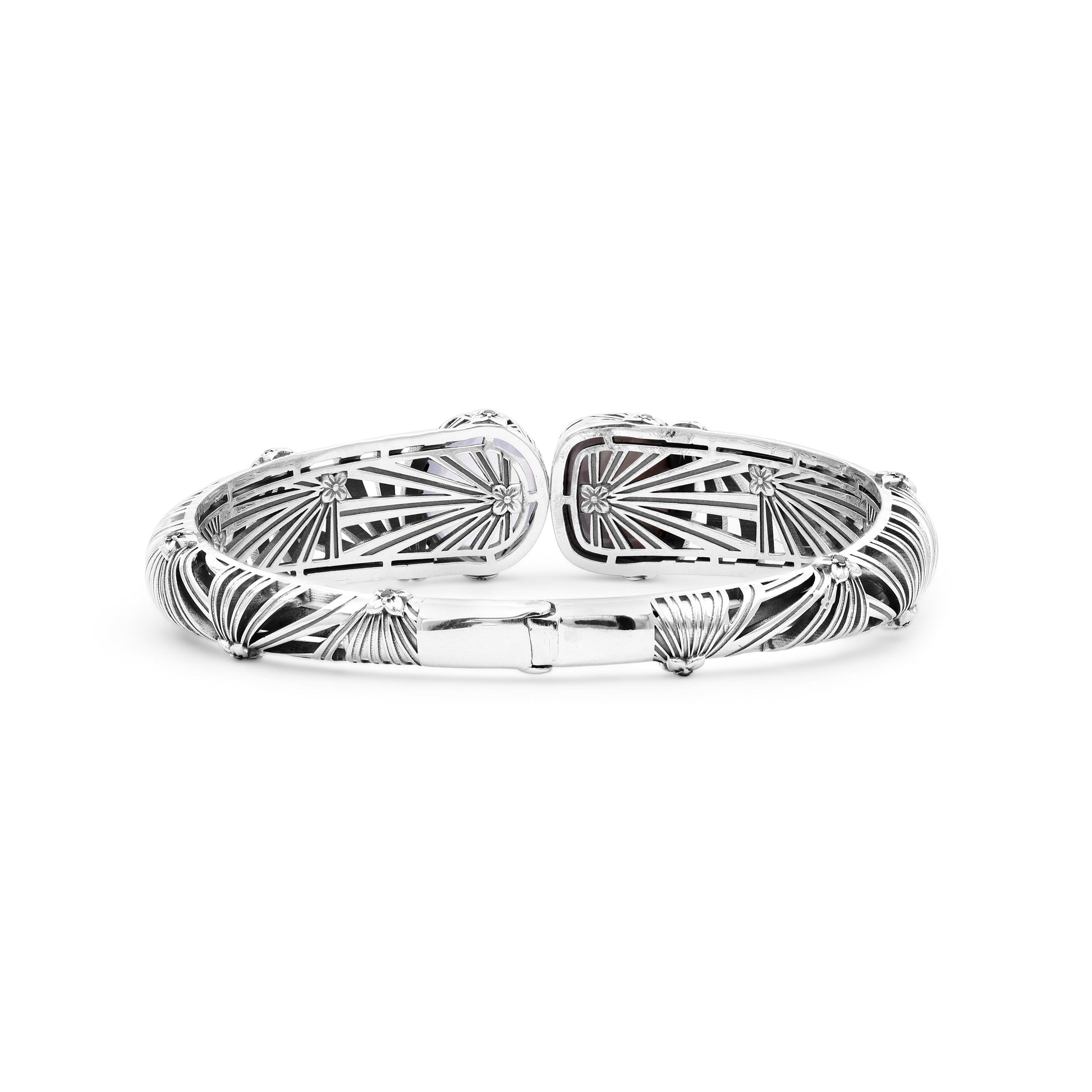 carventurous-faceted-moon-quartz-hand-carved-natural-quartz-and-mother-of-pearl-open-and-close-bangle-in-sterling-silver