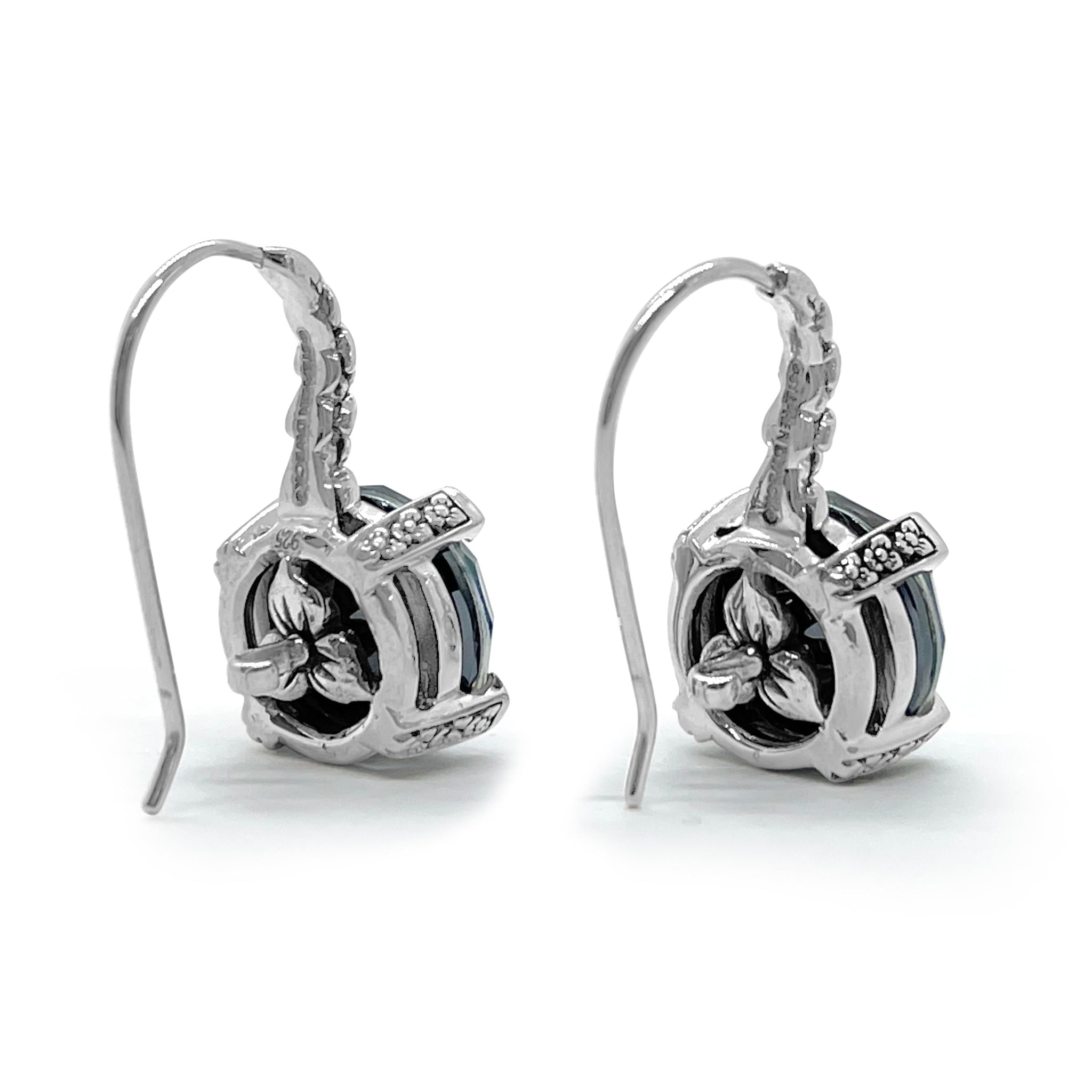 garden-of-stephen-12mm-round-faceted-mother-of-pearl-and-hematite-hook-earring-with-engraved-sterling-silver