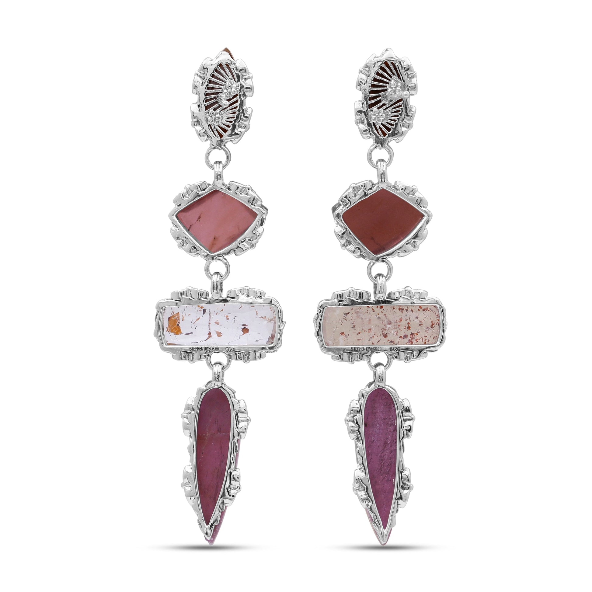 garden-of-stephen-natural-quartz-mother-of-pearl-garnet-lepidocrocite-and-ruby-dangle-earrings-in-sterling-silver