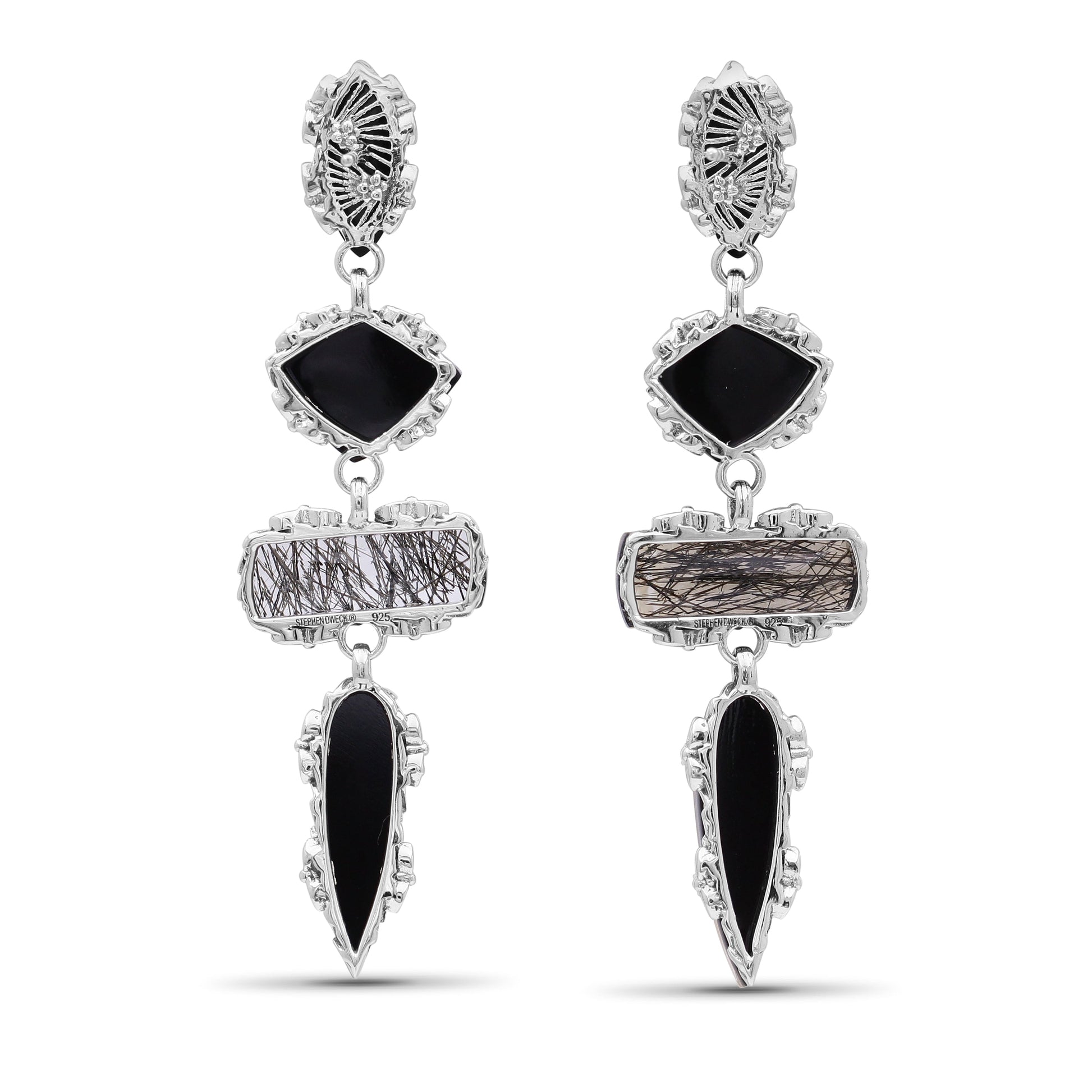 garden-of-stephen-natural-quartz-mother-of-pearl-black-hair-rutilated-quartz-black-agate-dangle-earrings-in-sterling-silver