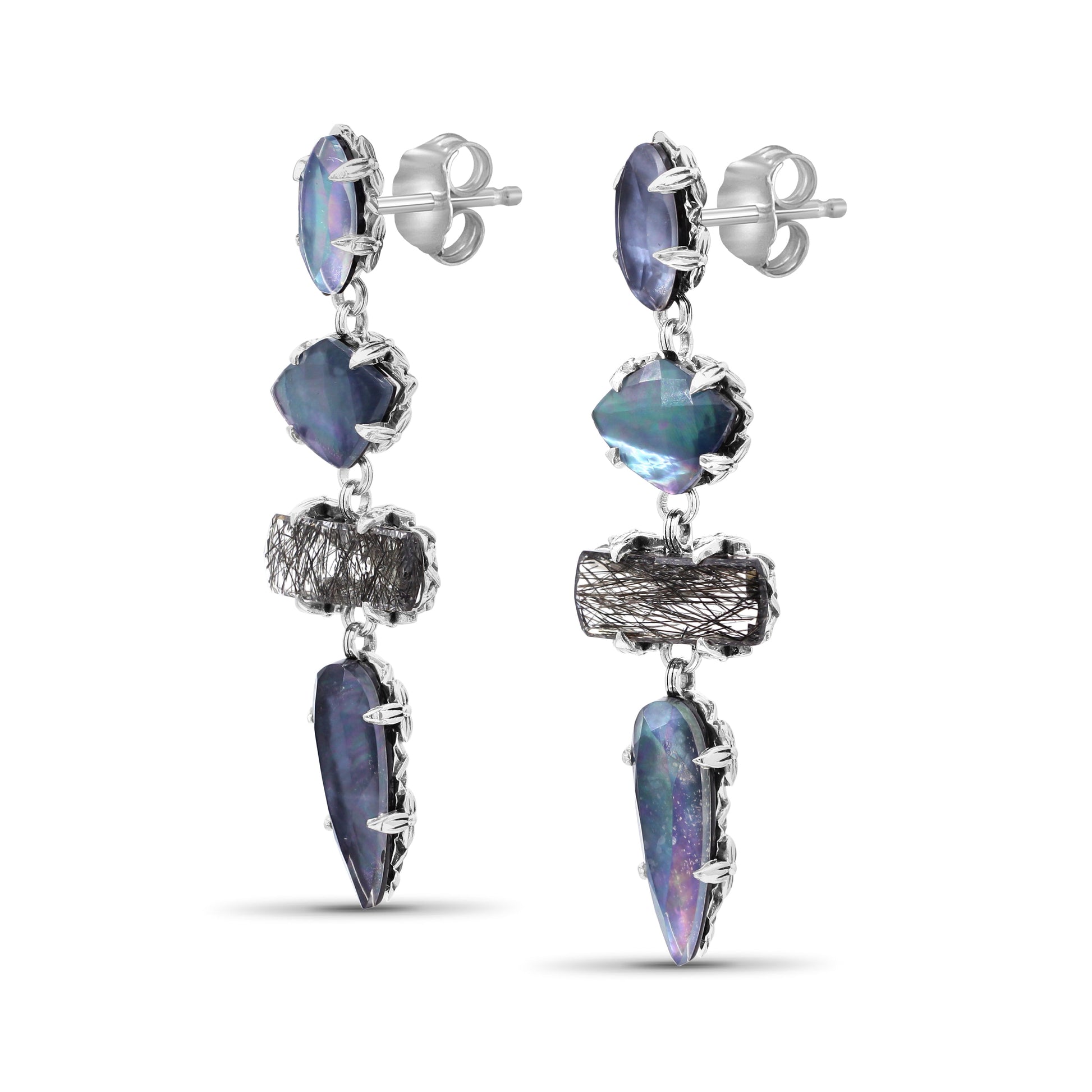 garden-of-stephen-natural-quartz-mother-of-pearl-black-hair-rutilated-quartz-black-agate-dangle-earrings-in-sterling-silver
