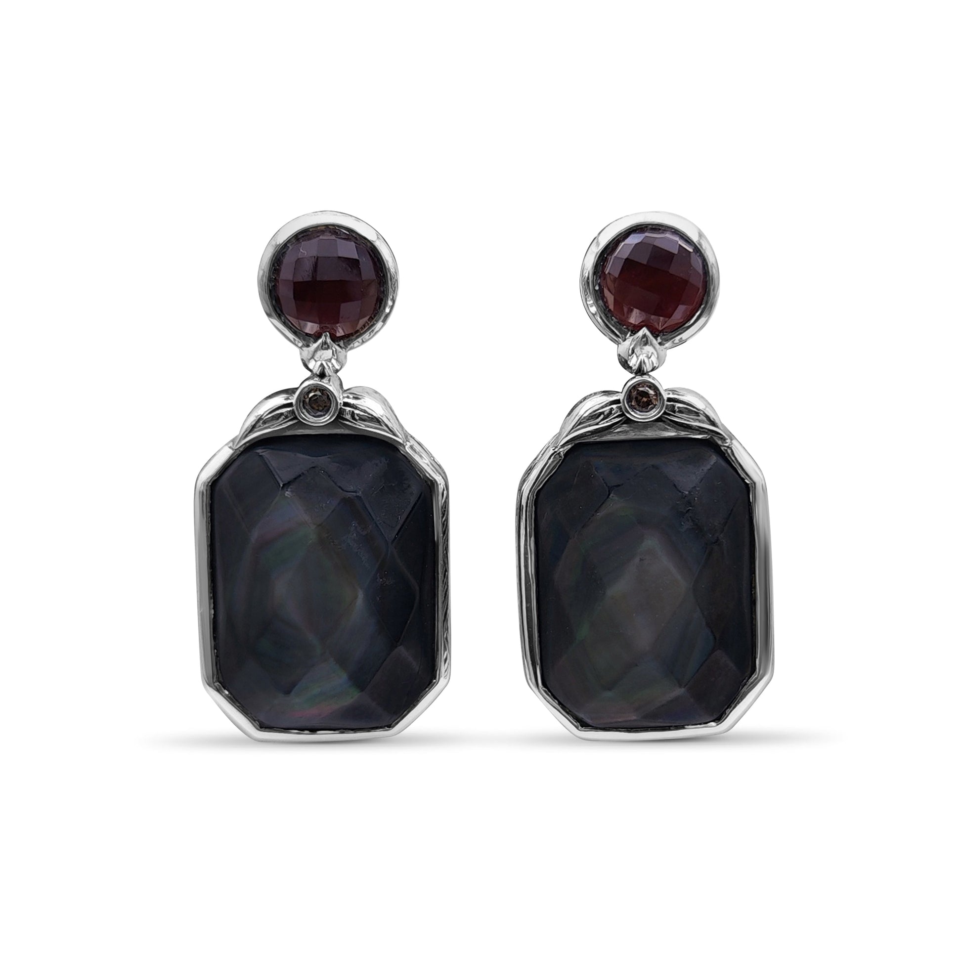 garden-of-stephen-smoky-quartz-mop-hand-tahitian-mop-facet-and-diamond-0-05ct-earring-in-sterling-silver