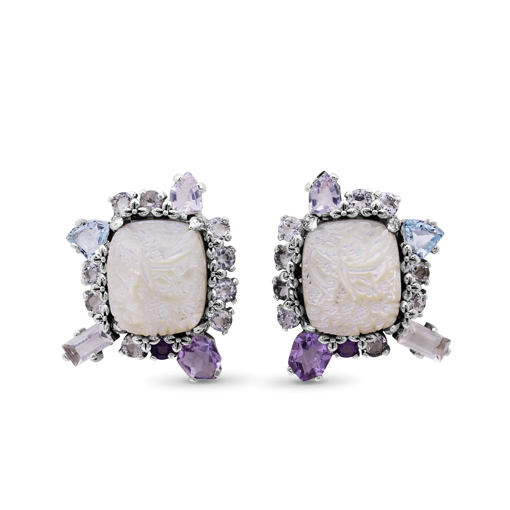 carventurous-hand-carved-mother-of-pearl-lavender-moon-quartz-amethyst-blue-and-white-topaz-earrings-in-sterling-silver
