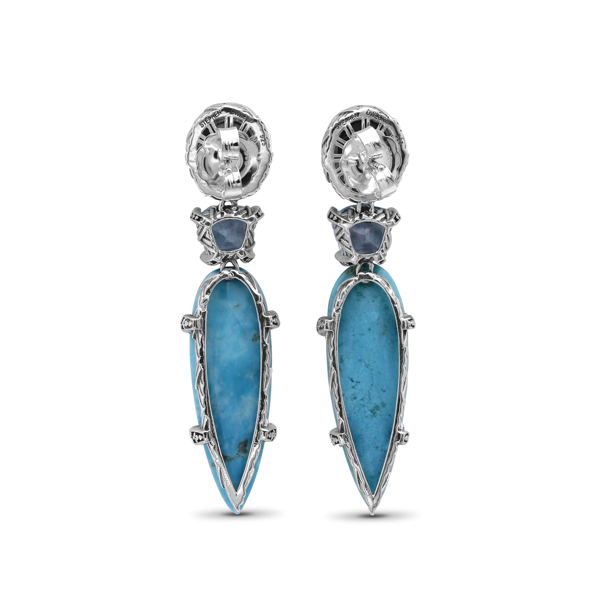 carventurous-hand-carved-natural-quartz-abalone-faceted-blue-topaz-and-faceted-turquoise-earrings-in-sterling-silver
