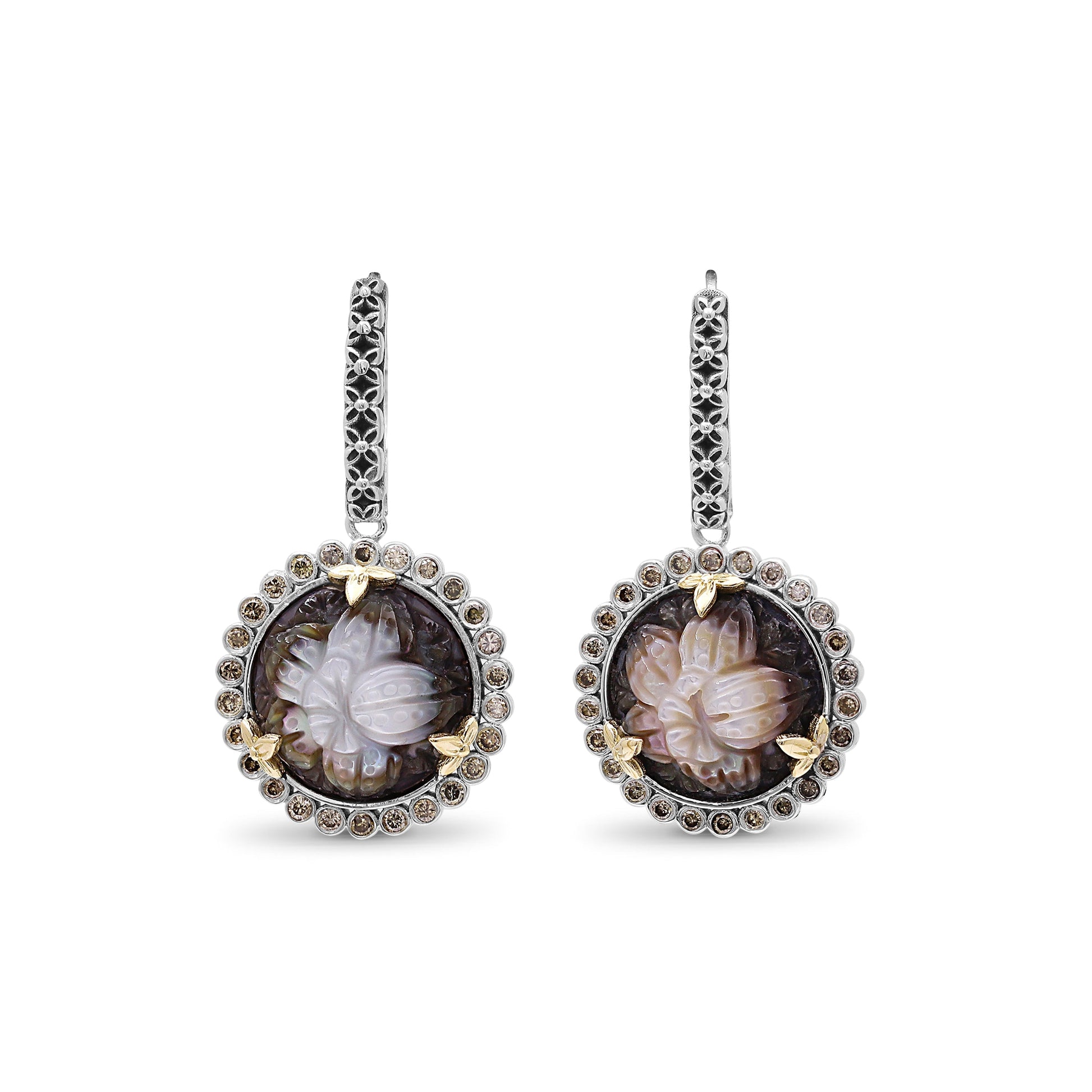 carventurous-hand-carved-multi-hued-mother-of-pearl-earrings-in-sterling-silver-with-champagne-diamonds-and-18k-gold-flowers