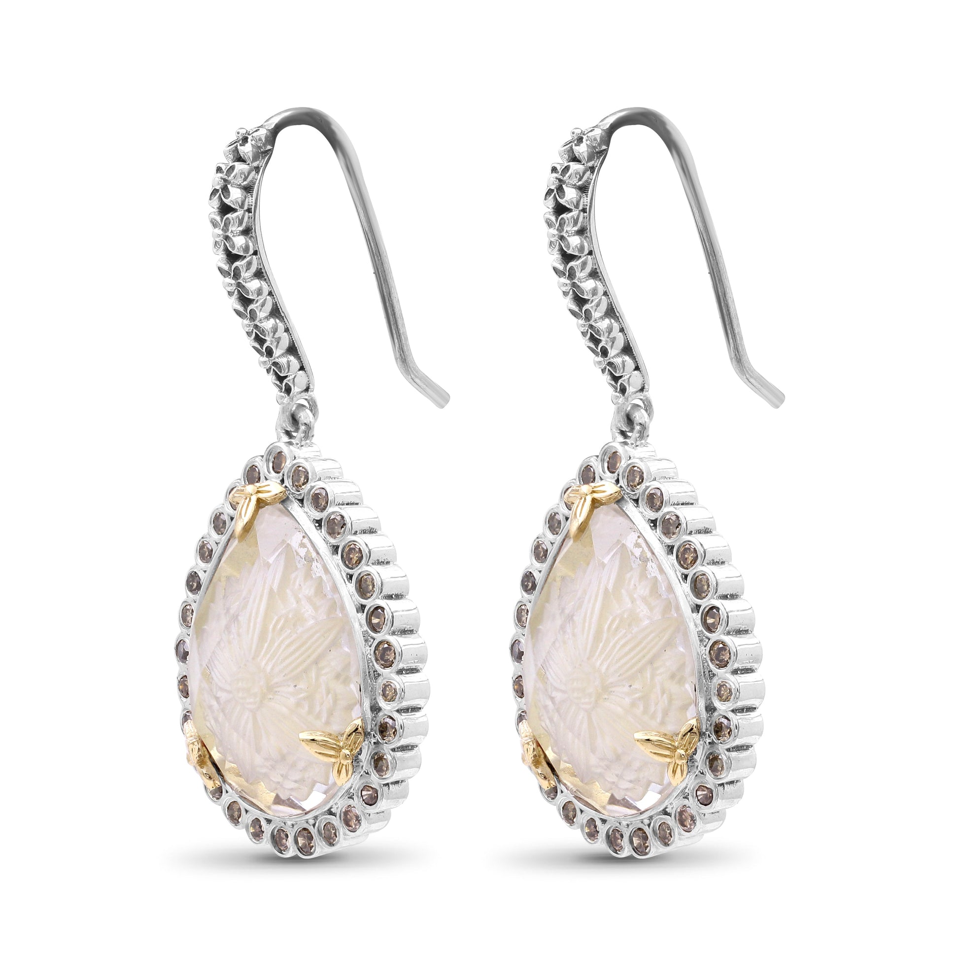 carventurous-internally-carved-natural-quartz-gold-lining-with-champagne-diamond-earring-in-sterling-silver