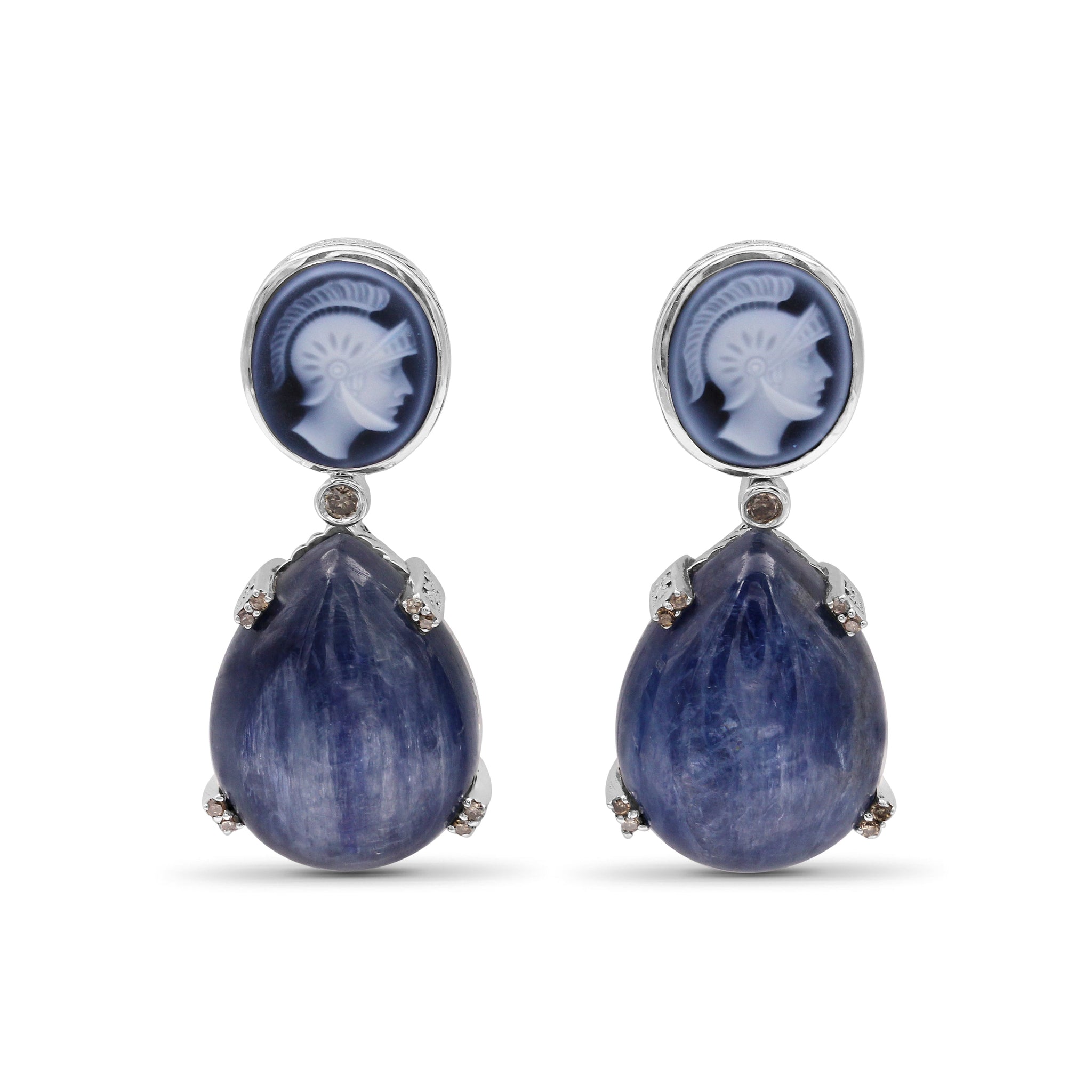 carventurous-hand-carved-agate-cameo-7-5ct-kyanite-44ct-and-champagne-diamond-0-20ct-earring-in-sterling-silver