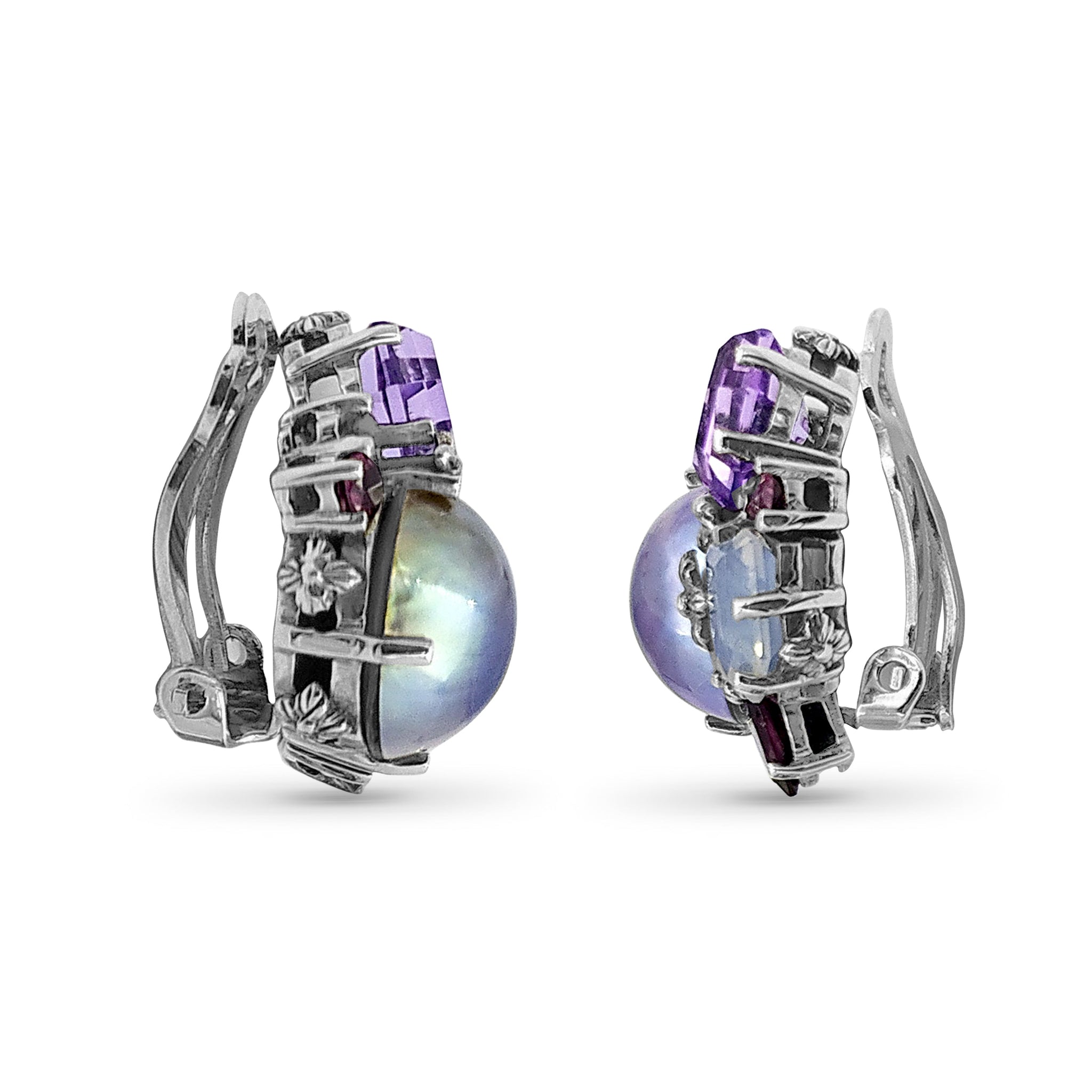 rockrageous-amethyst-rhodolite-garnet-pink-tourmaline-lavender-moon-quartz-and-mabe-pearl-clip-earrings-in-sterling-silver