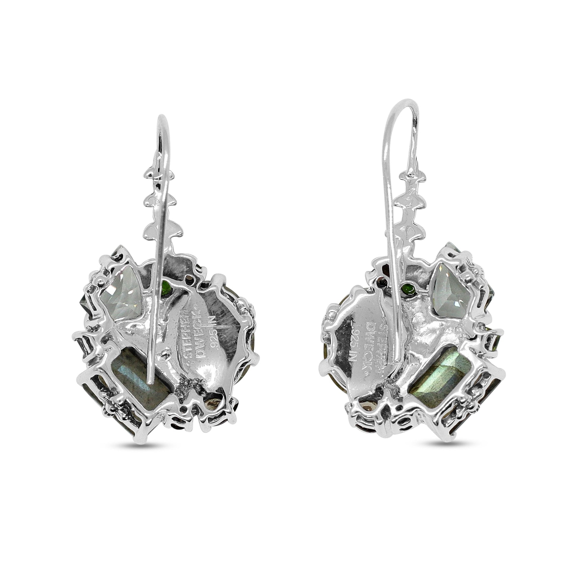 rockrageous-gold-hair-rutilated-quartz-labradorite-green-prasiolite-peridot-chrome-diopside-and-smoky-quartz-earrings-in-sterling-silver