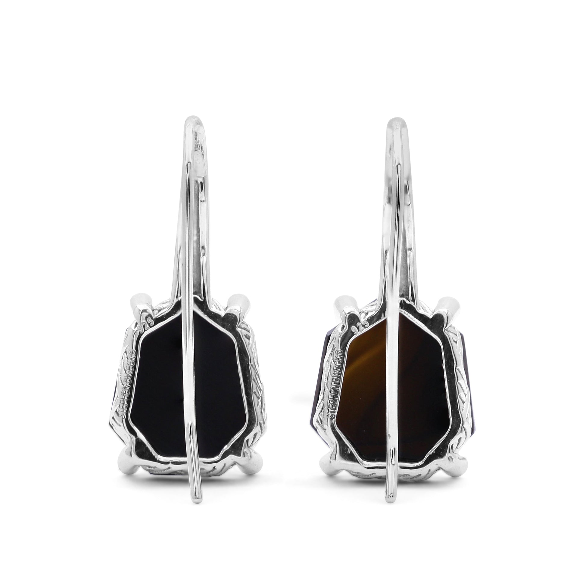 galactical-faceted-natural-quartz-mother-of-pearl-hematite-and-champagne-diamond-galactical-earrings-in-sterling-silver