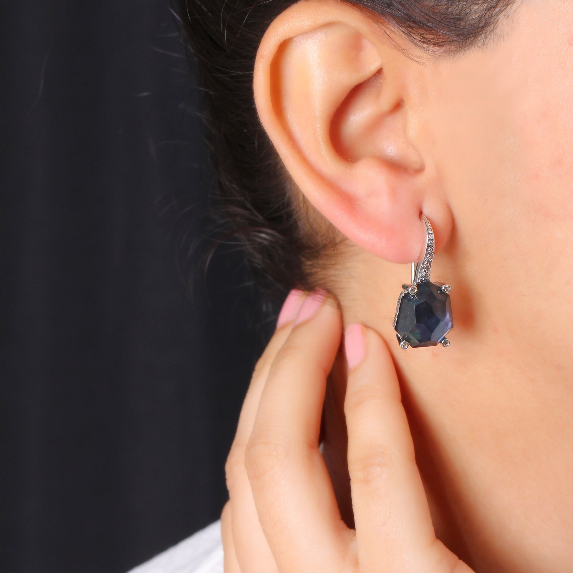 galactical-faceted-natural-quartz-mother-of-pearl-hematite-and-champagne-diamond-galactical-earrings-in-sterling-silver