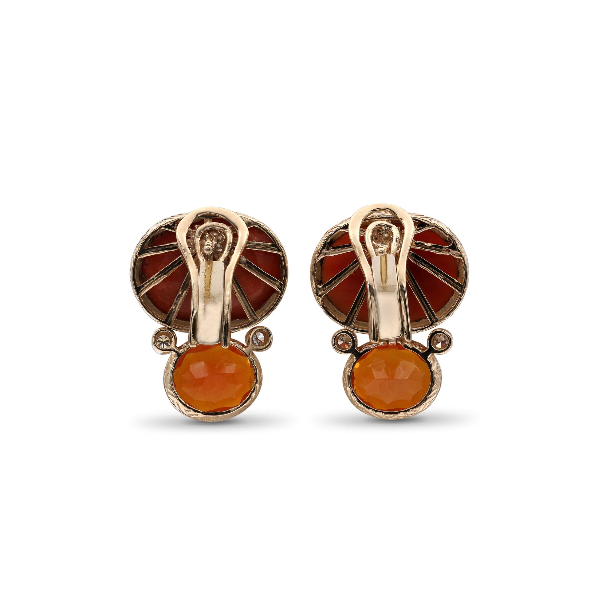 luxury-hand-carved-coral-18ct-fire-opal-3-8ct-and-diamond-0-15ct-earring-in-18k-gold
