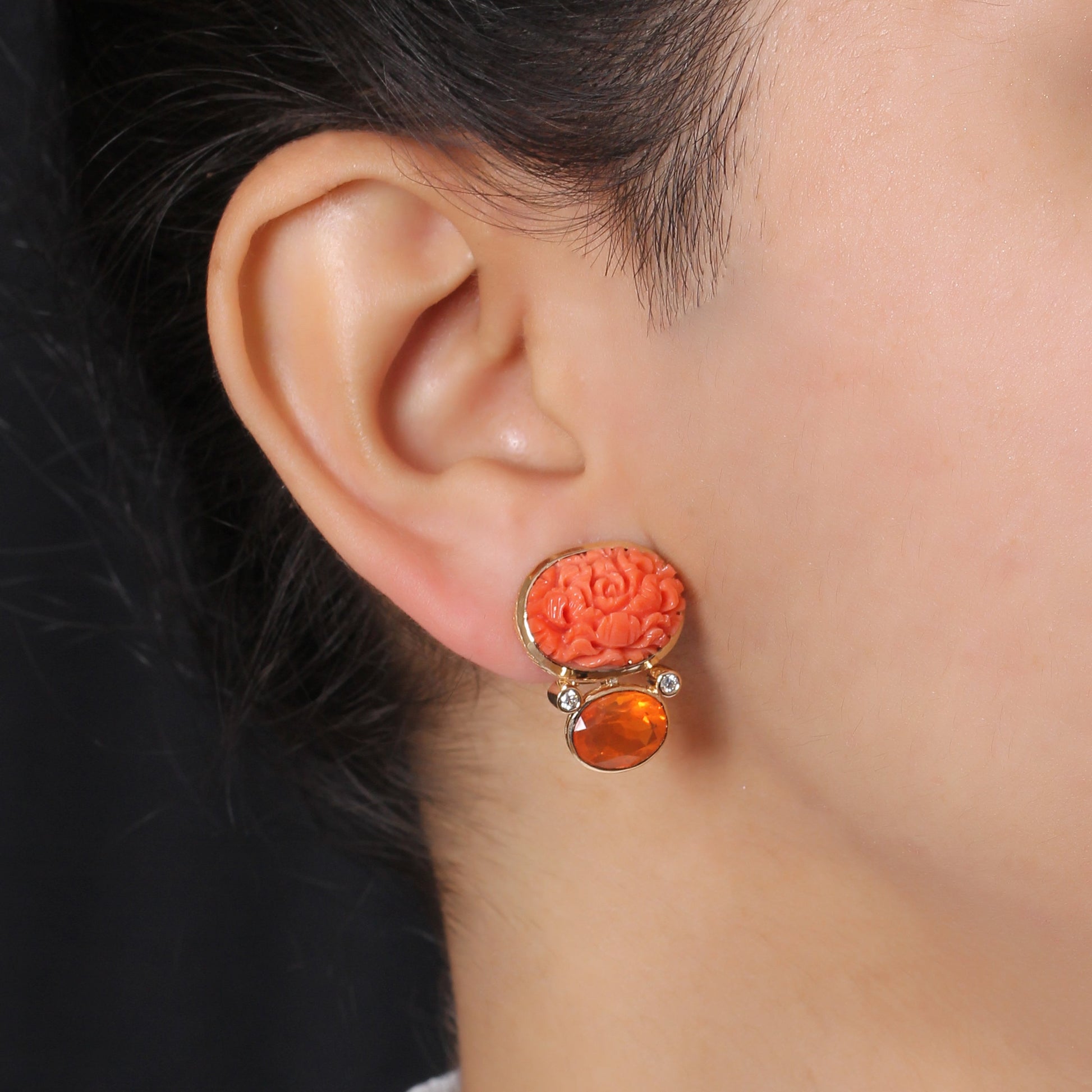 luxury-hand-carved-coral-18ct-fire-opal-3-8ct-and-diamond-0-15ct-earring-in-18k-gold