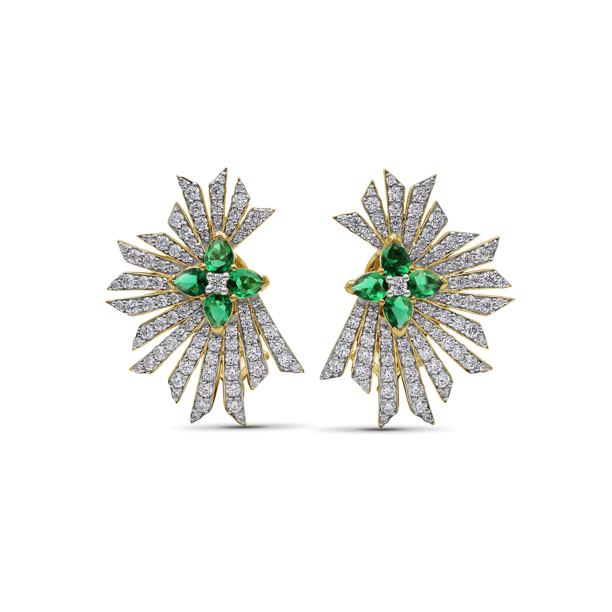 sunray-emerald-1-05ct-and-diamond-1-85ct-earring-in-18k-gold