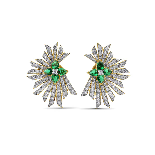 sunray-emerald-1-05ct-and-diamond-1-85ct-earring-in-18k-gold