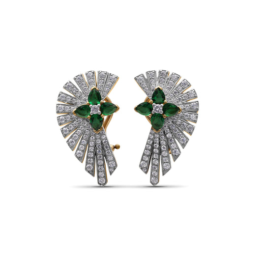 sunray-emerald-1-05ct-and-diamond-1-25ct-earring-in-18k-gold