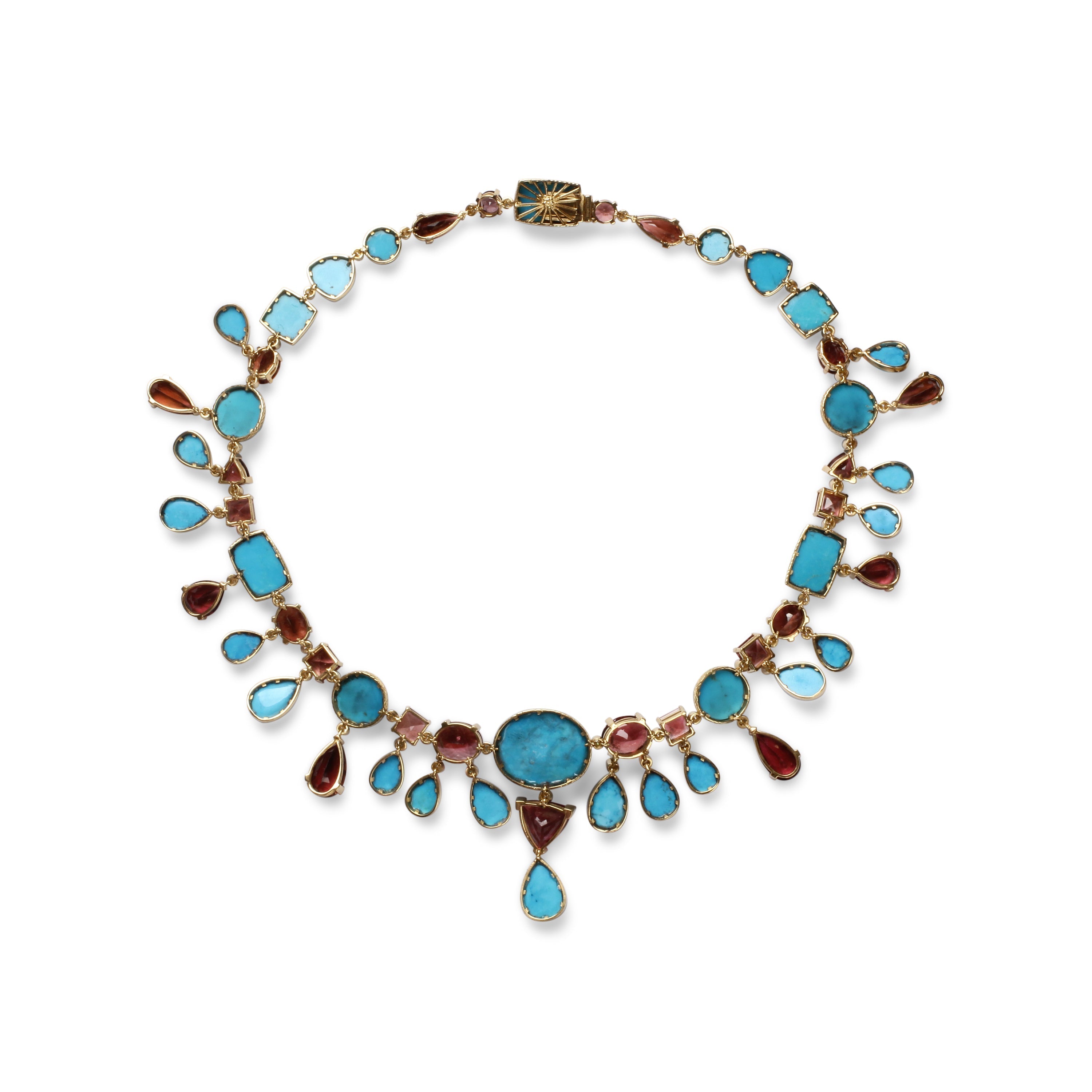 luxury-hand-carved-and-sleeping-beauty-turquoise-137ct-pink-tourmaline-64ct-and-diamond-2-60ct-necklace-in-18k-gold