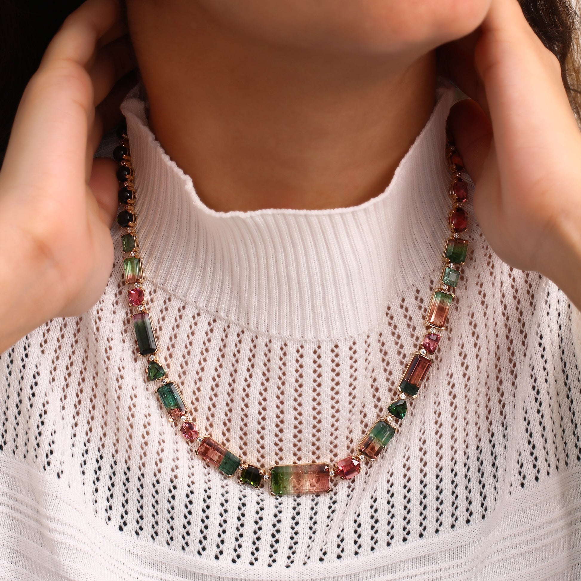 luxury-pink-green-and-watermelon-tourmaline-84ct-and-diamond-0-75ct-necklace-in-18k-gold