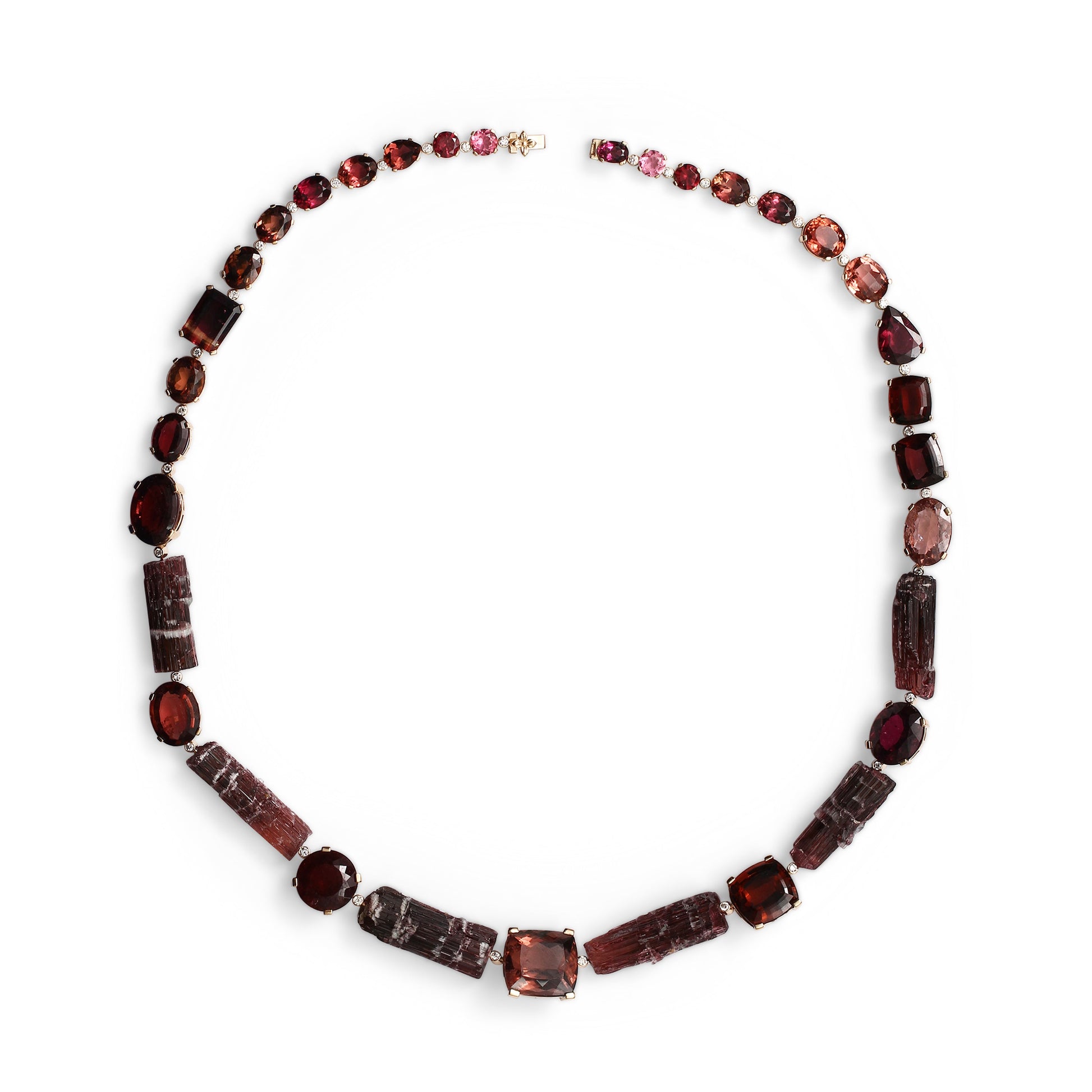 luxury-faceted-and-natural-formation-pink-tourmaline-300ct-and-diamond-1-00ct-necklace-in-18k-gold