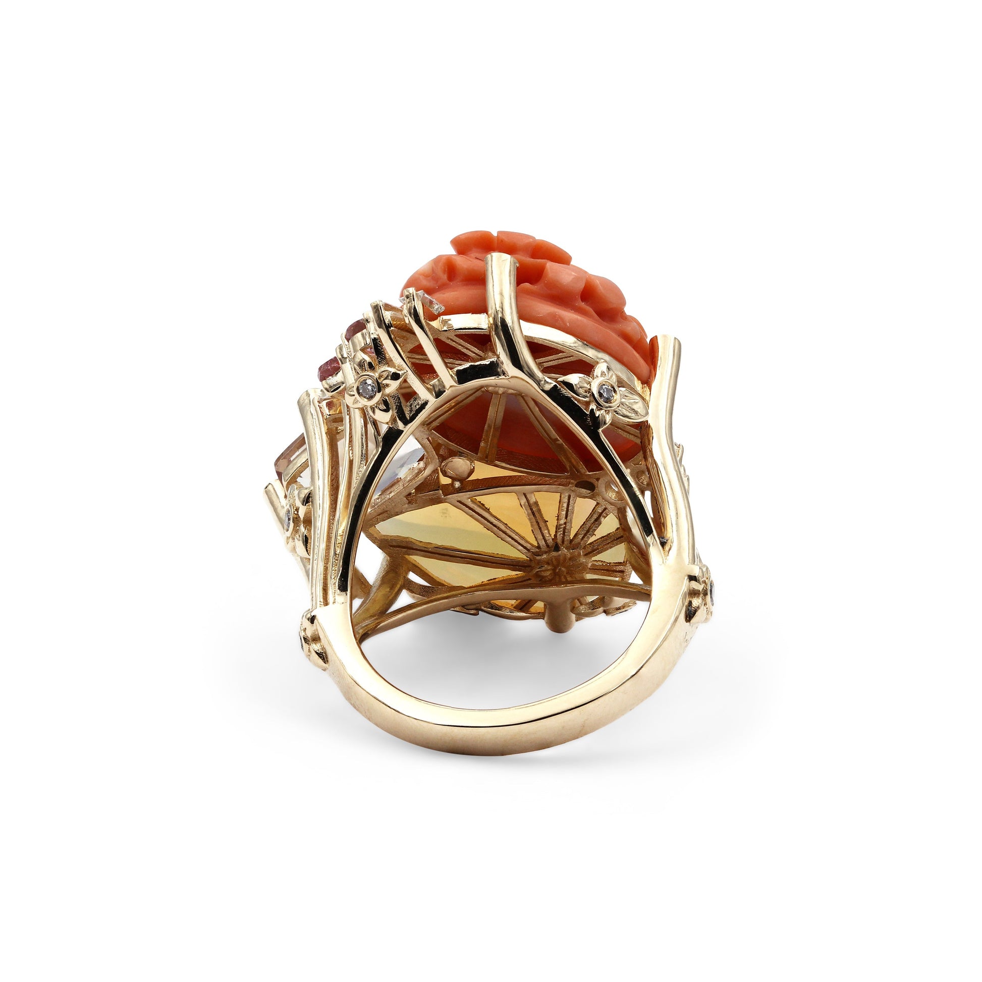 luxury-hand-carved-coral-14-5ct-ethiopian-opal-5-1ct-morganite-1-5ct-pink-tourmaline-0-40ct-and-diamond-0-45ct-ring-in-18k-gold
