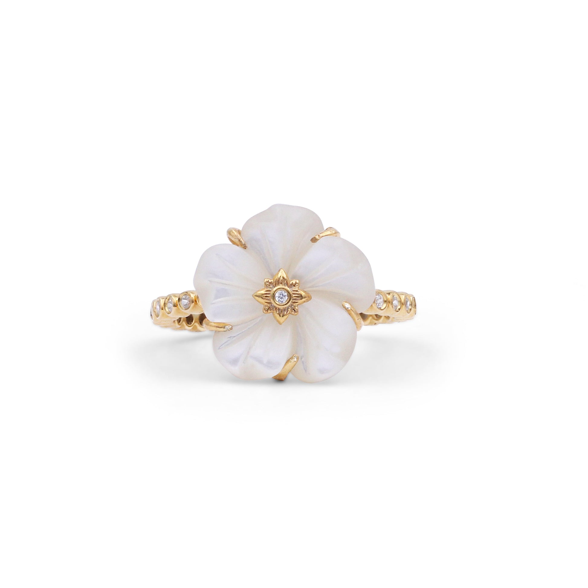 colorbloom-14mm-white-mother-of-pearl-flower-and-white-diamond-0-20ct-ring-in-18k-gold