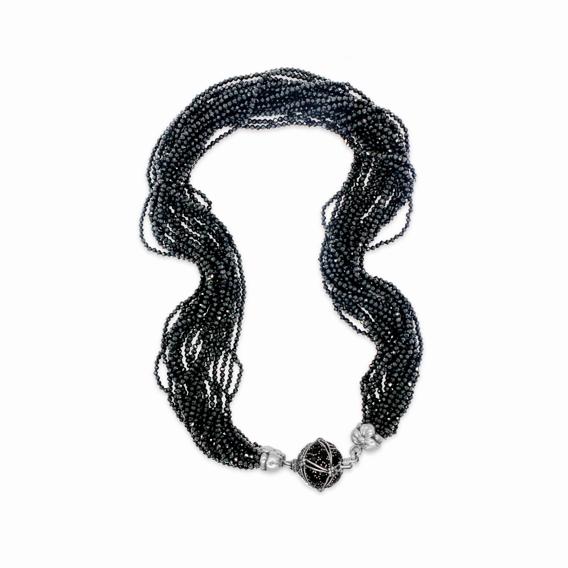 garden-of-stephen-black-spinel-multi-strand-necklace-in-sterling-silver-with-black-spinel-pave-sunray-ball-clasp