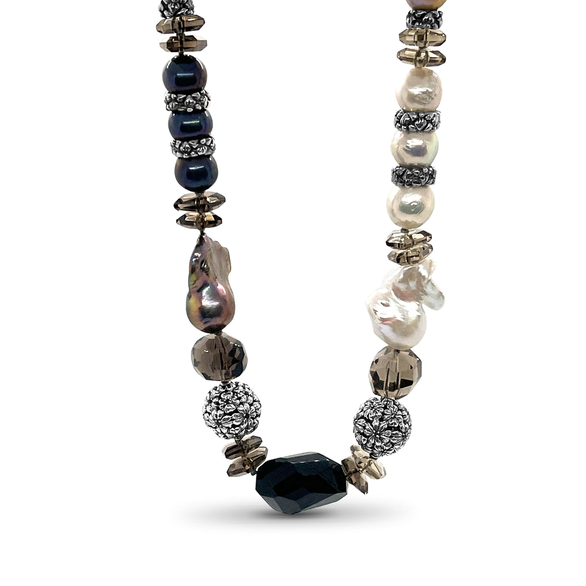 terraquatic-multi-hued-pearl-smoky-quartz-black-agate-blue-topaz-and-black-spinel-necklace-in-sterling-silver