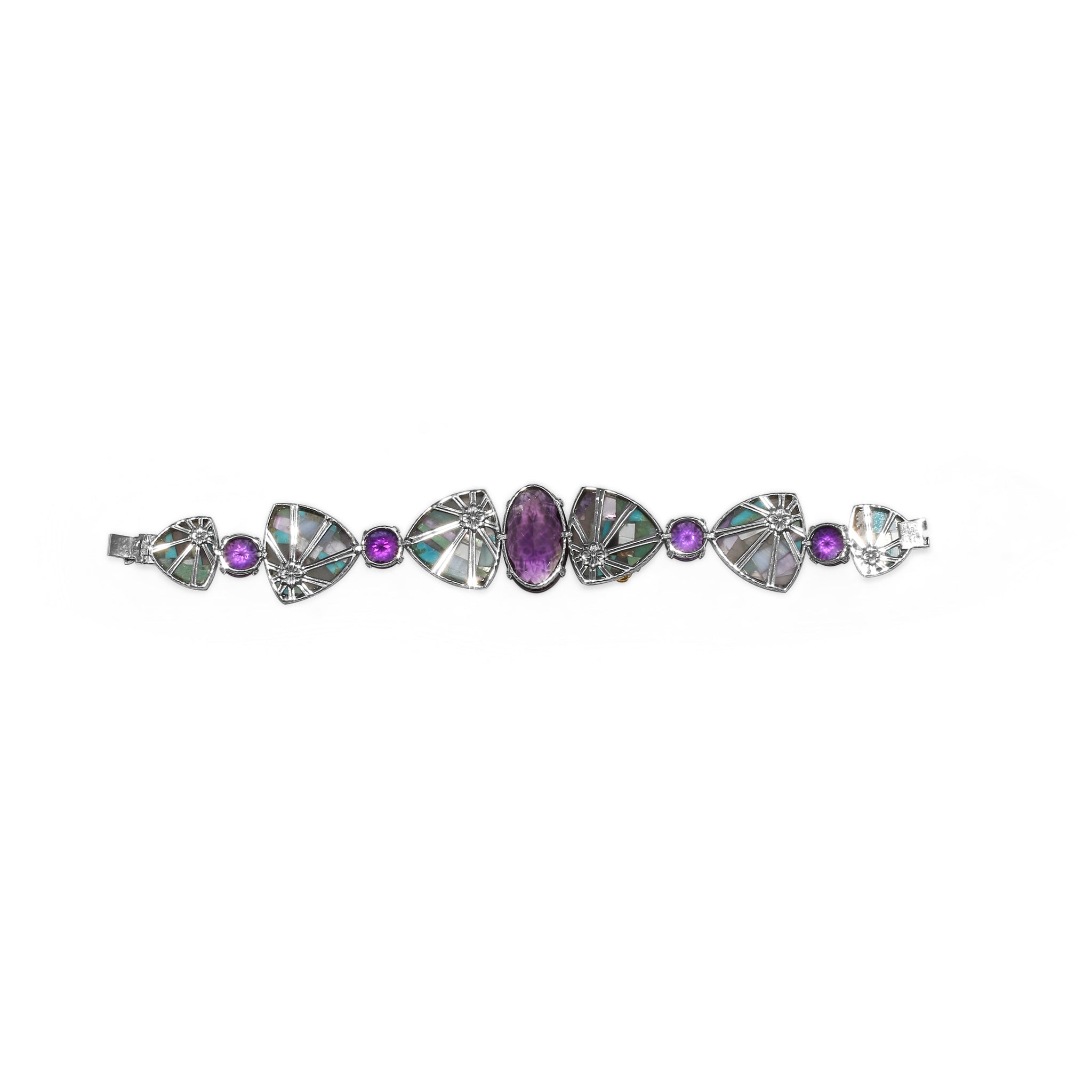 one-of-a-kind-facet-amethyst-pastel-color-mosaic-and-diamond-0-14ct-bracelet-in-sterling-silver-with-18k-gold-diamond-pave-adam